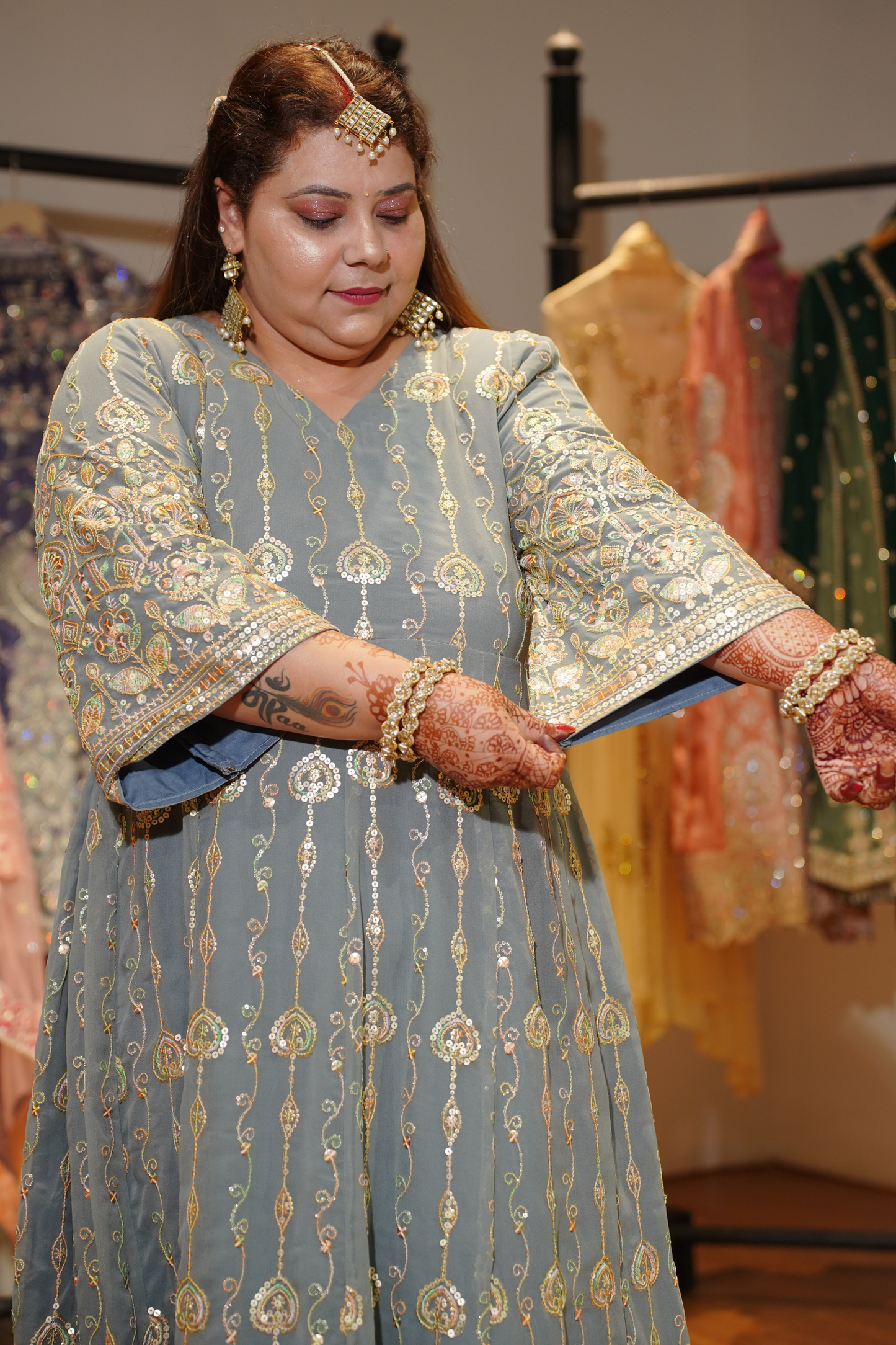 Opaline Mirage Embroidered Dress With Dupatta