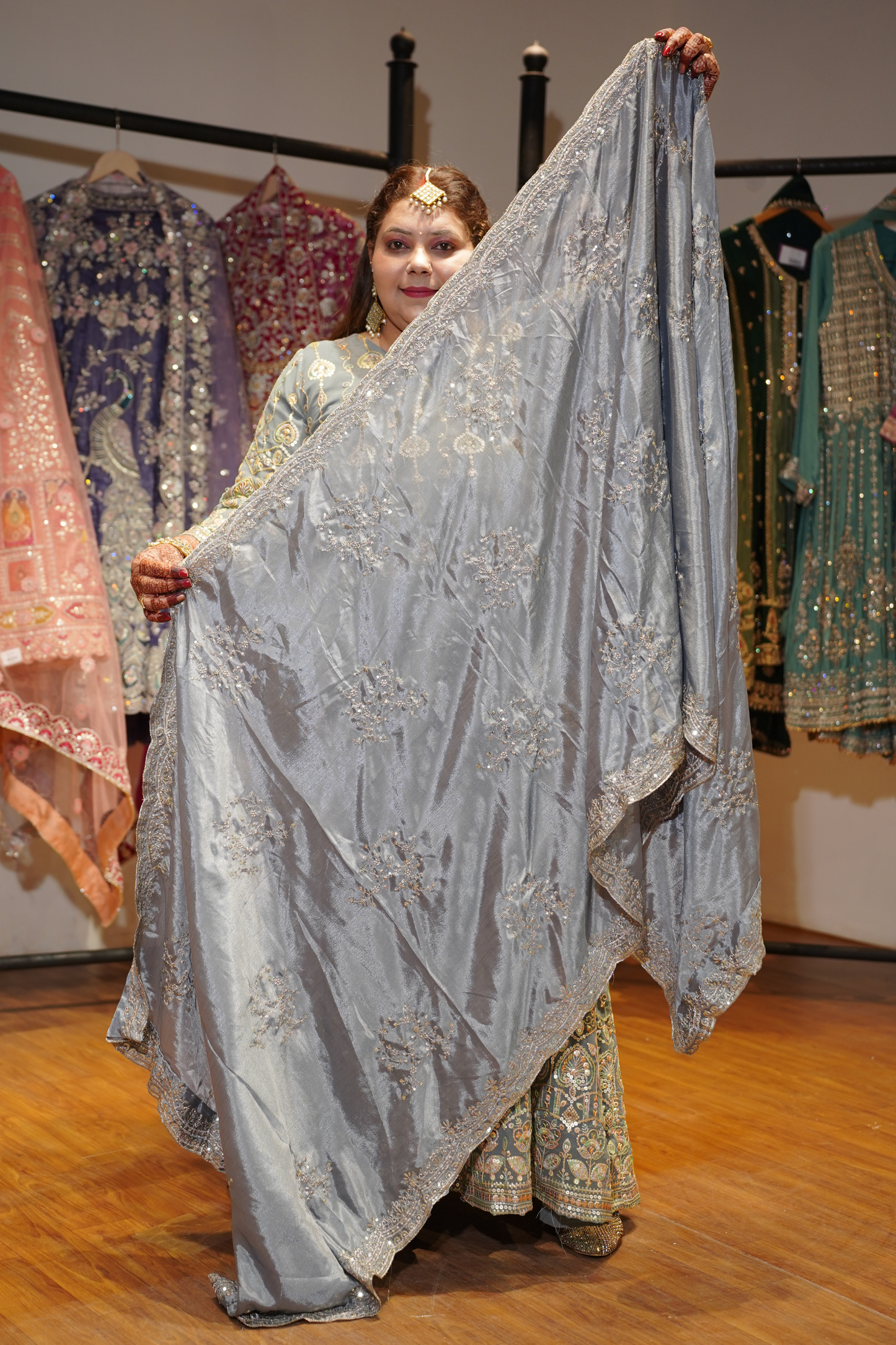 Opaline Mirage Embroidered Dress With Dupatta