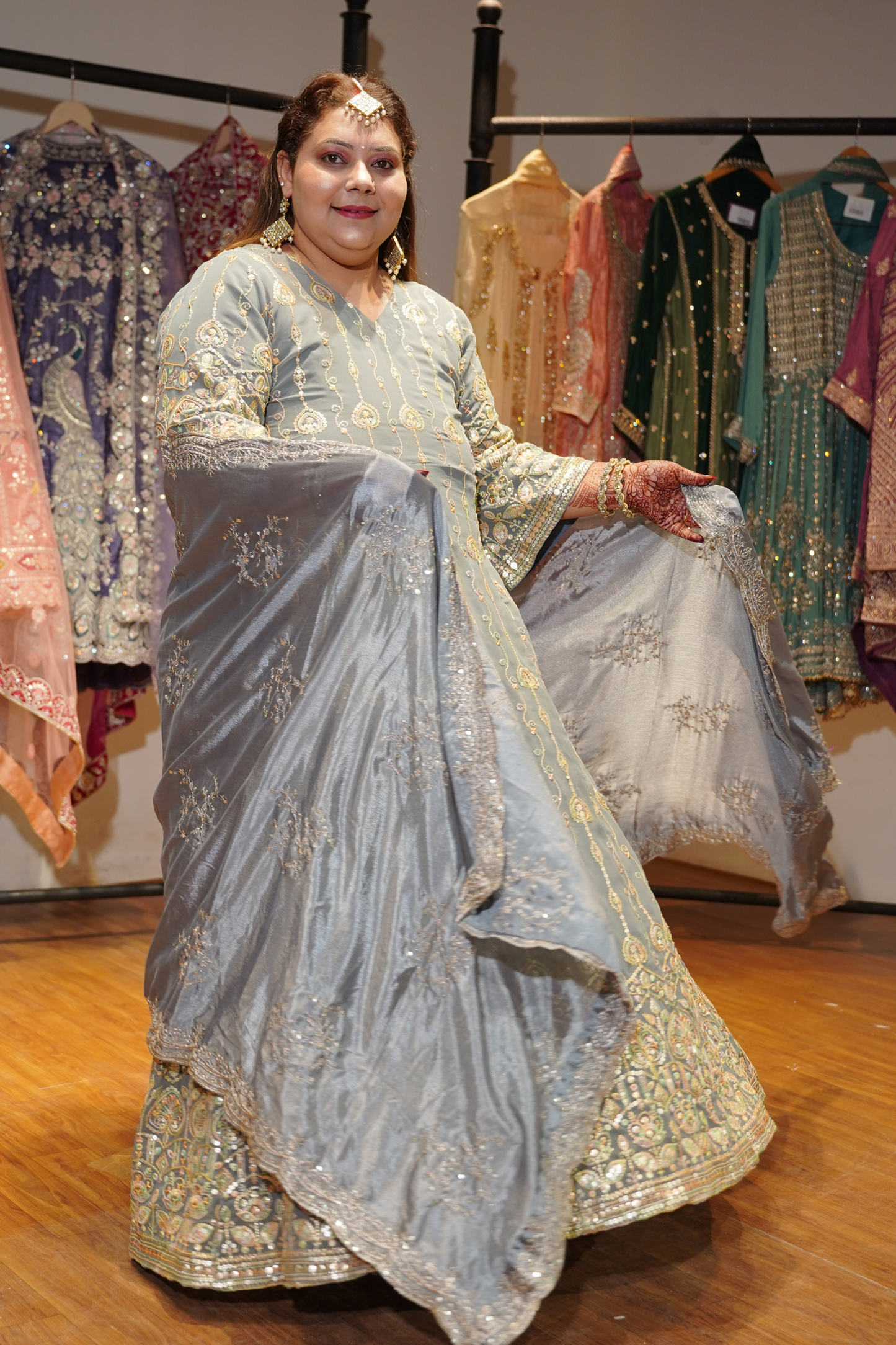 Opaline Mirage Embroidered Dress With Dupatta