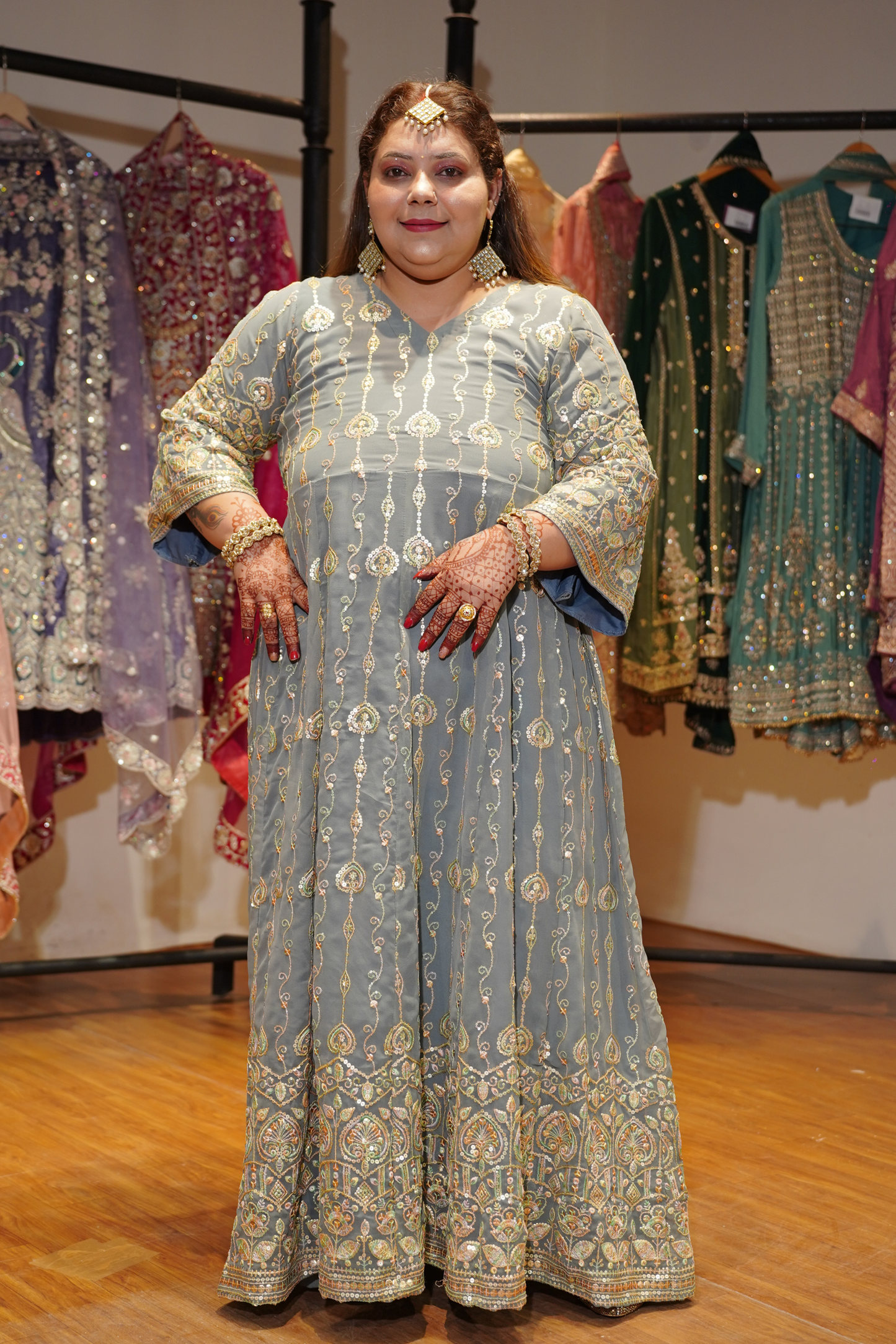 Opaline Mirage Embroidered Dress With Dupatta