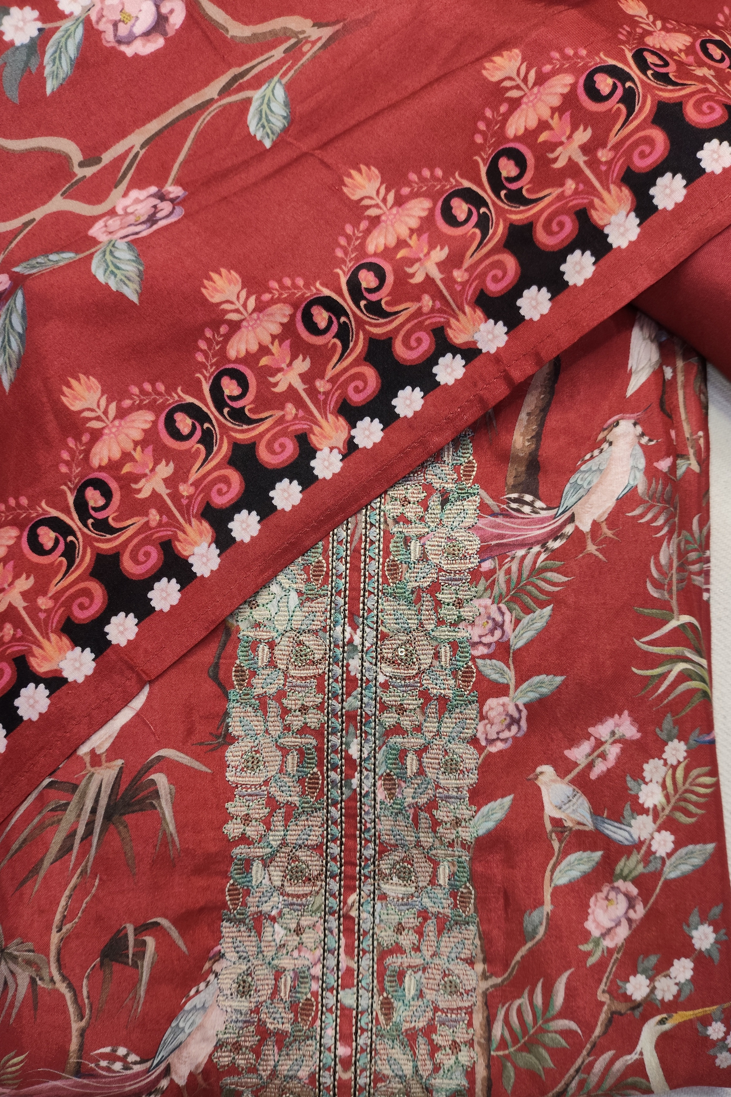 Rust Songbird Muslin Dress Material