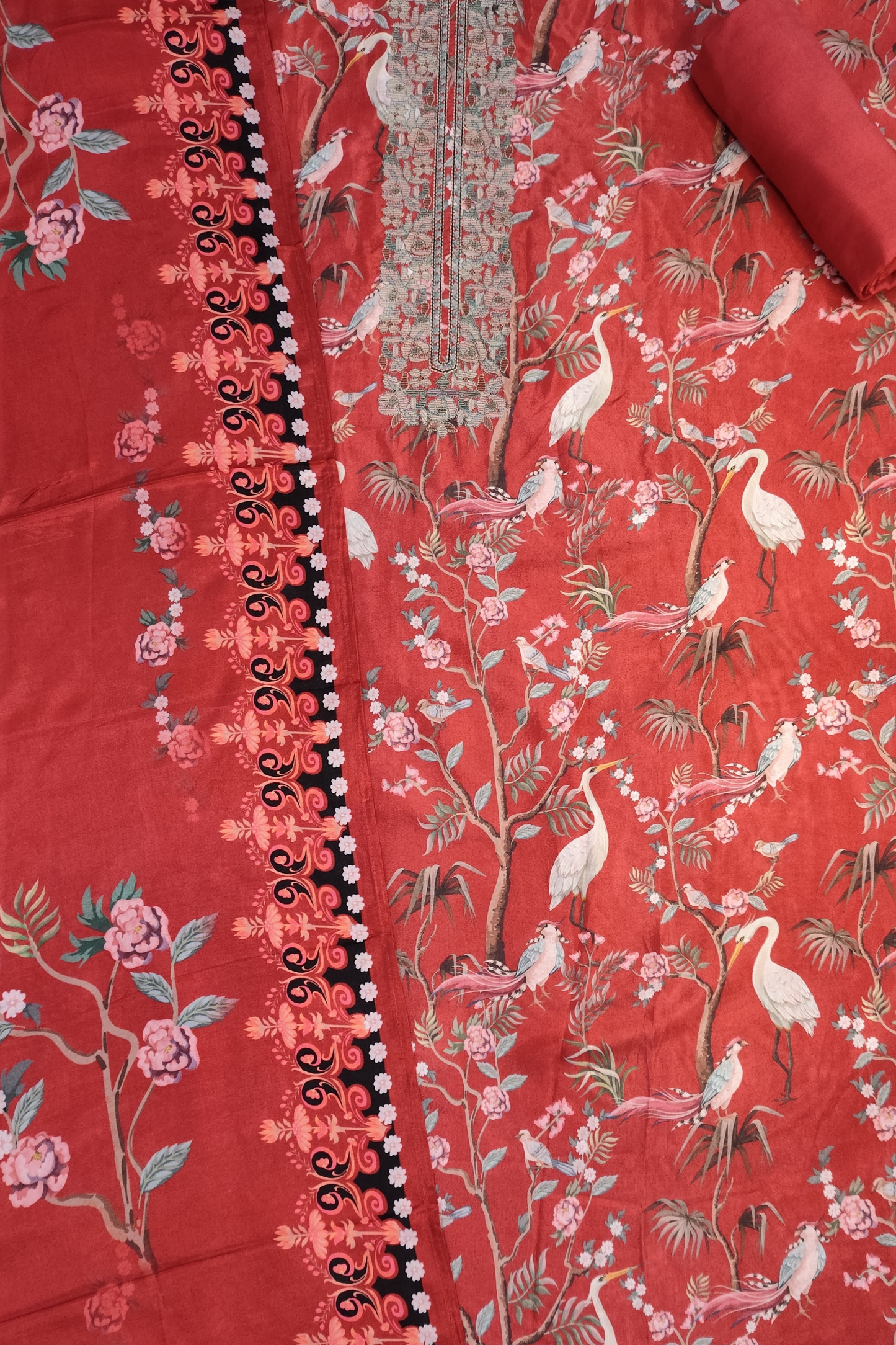 Rust Songbird Muslin Dress Material