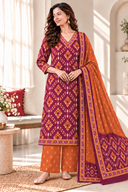Rusty Sharbat Cotton Suit Set