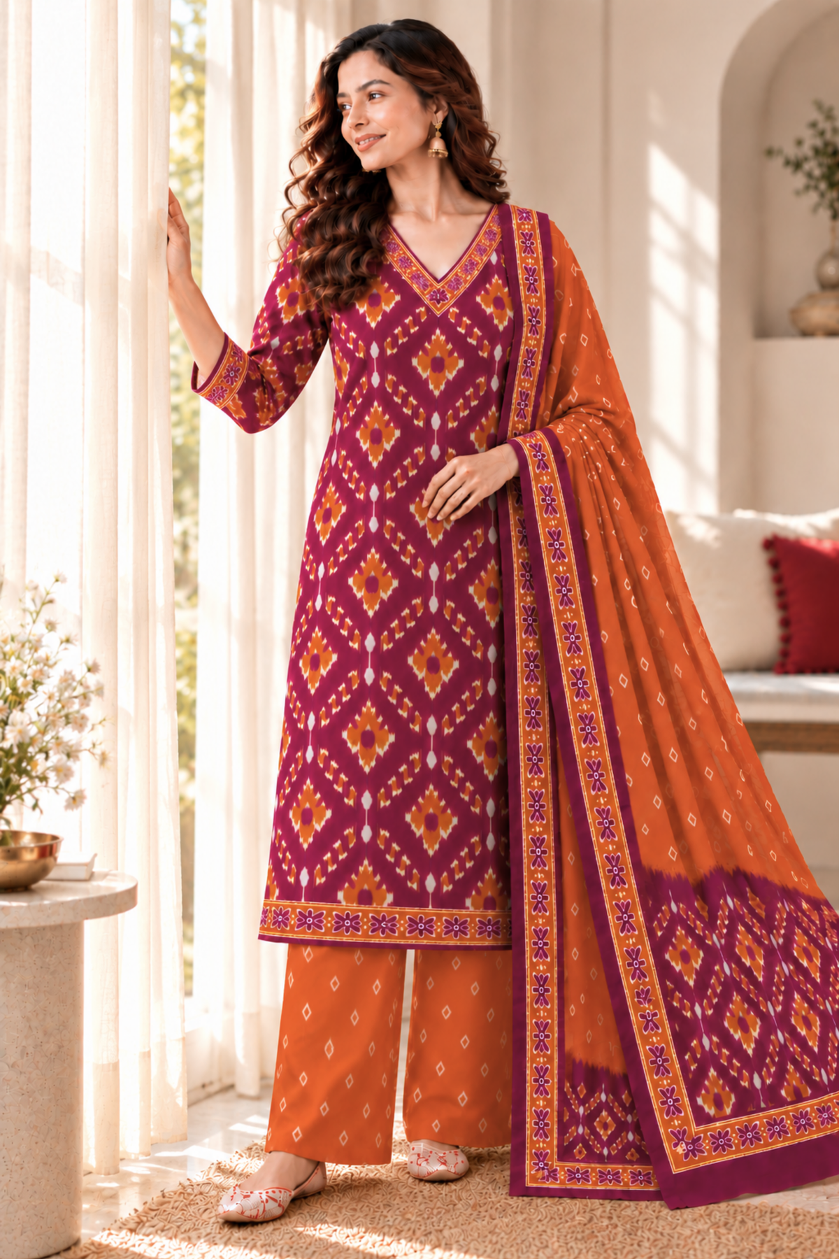 Rusty Sharbat Cotton Suit Set