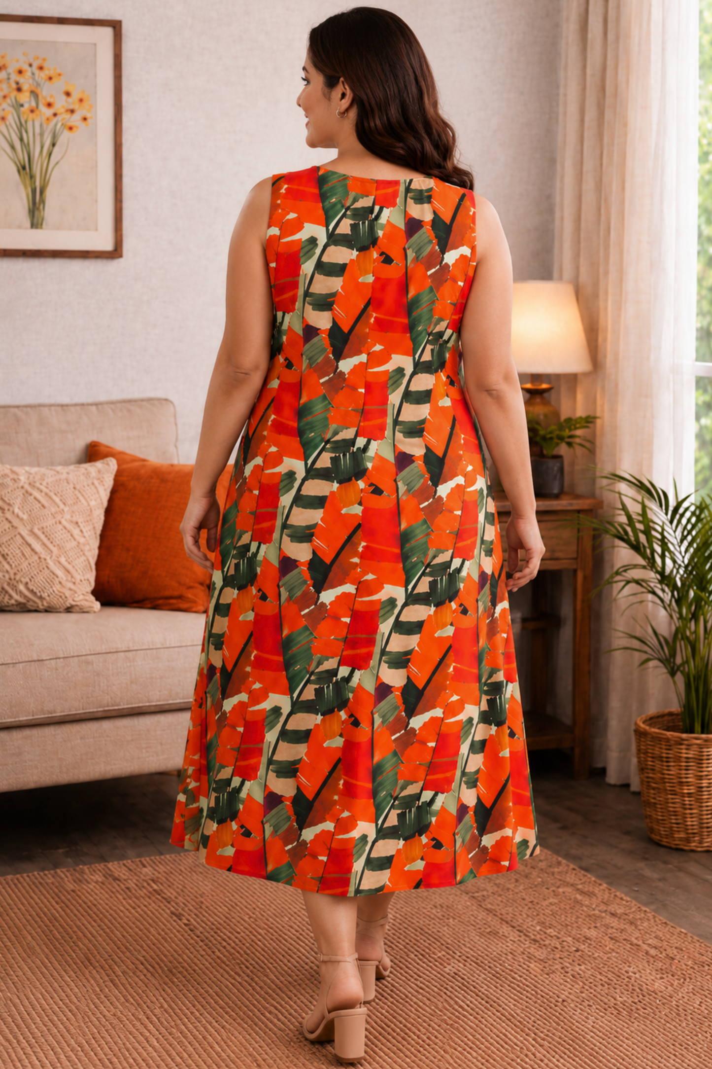Tangerine Days A-Line Calf Dress