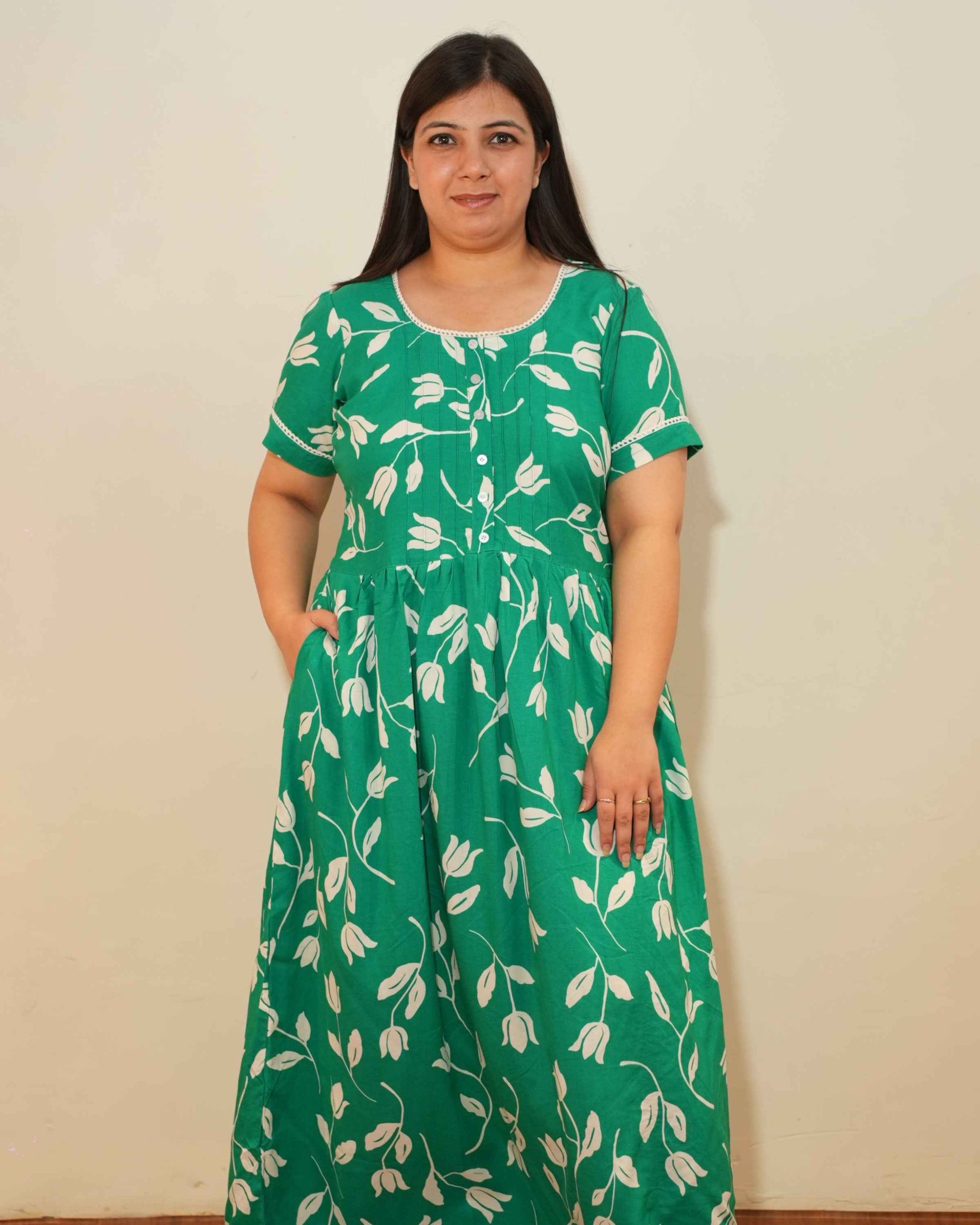 Orchid Green Rayon Night Gown