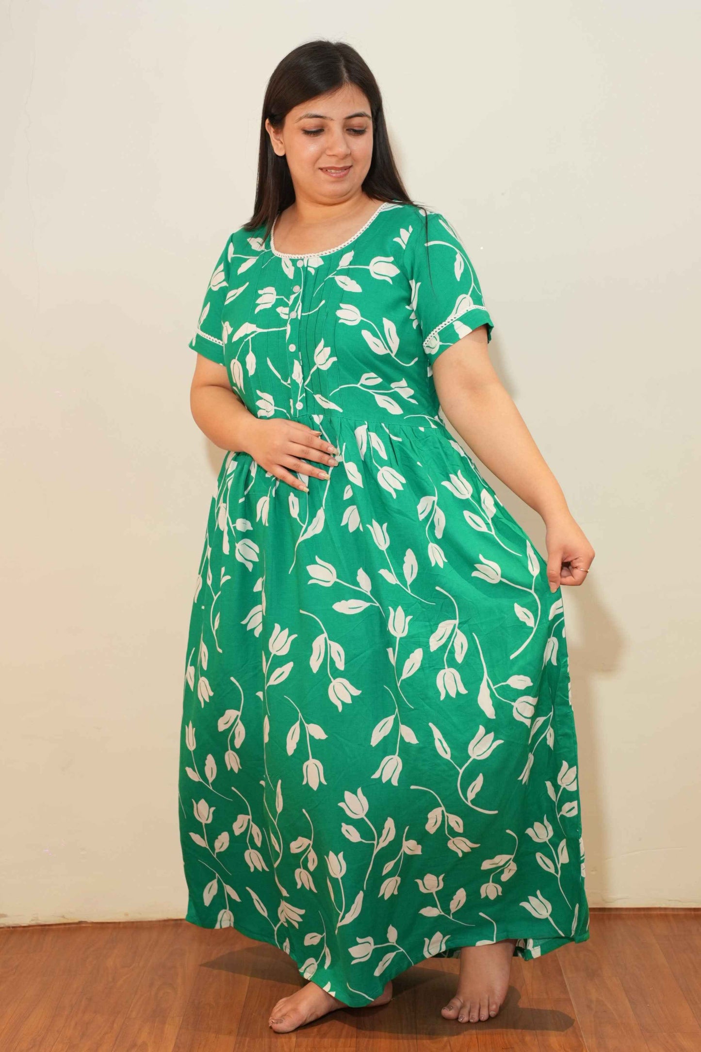 Orchid Green Rayon Night Gown