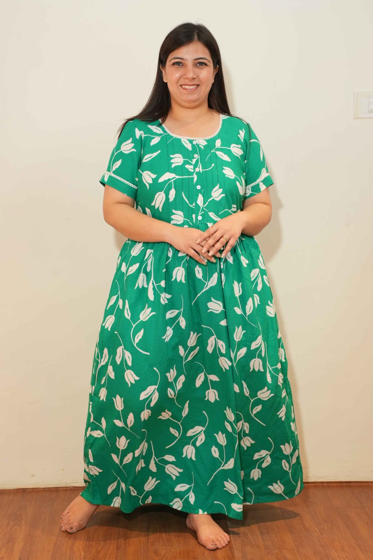 Orchid Green Rayon Night Gown