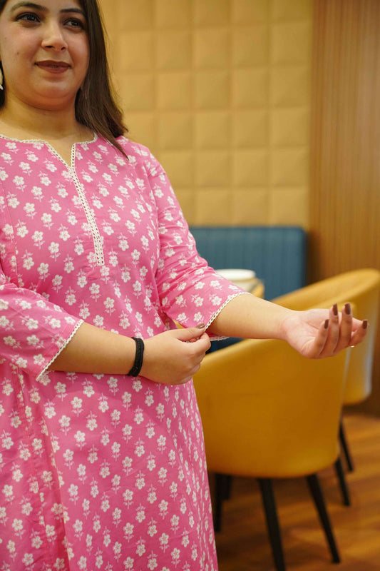 Orchid Pink Bagh Cotton Kali Kurta