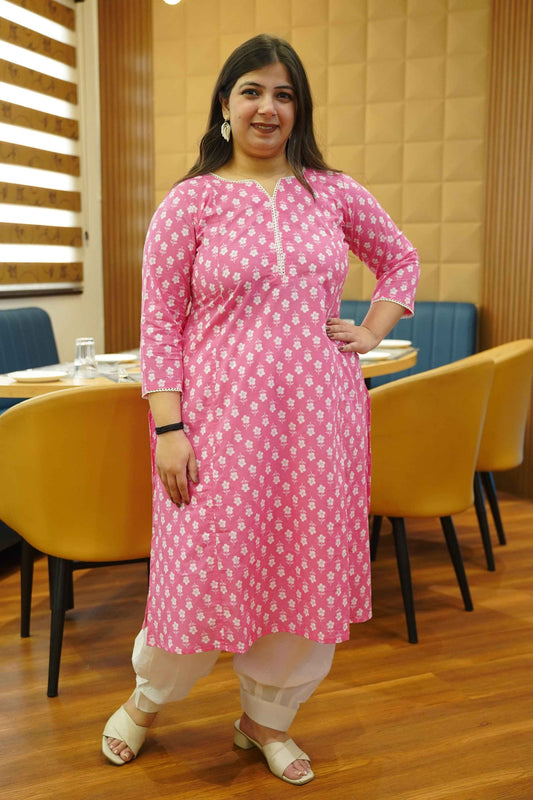 Orchid Pink Bagh Cotton Kali Kurta