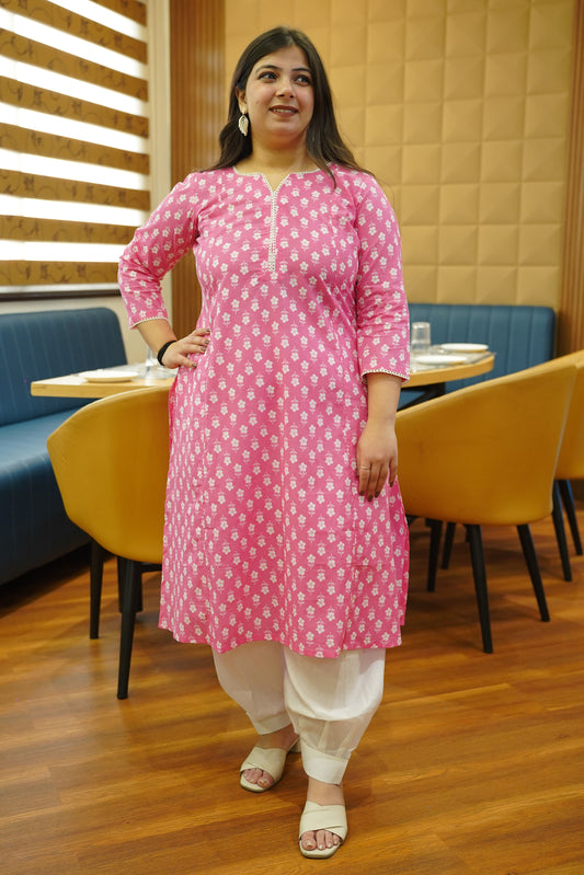 Orchid Pink Bagh Cotton Kali Kurta