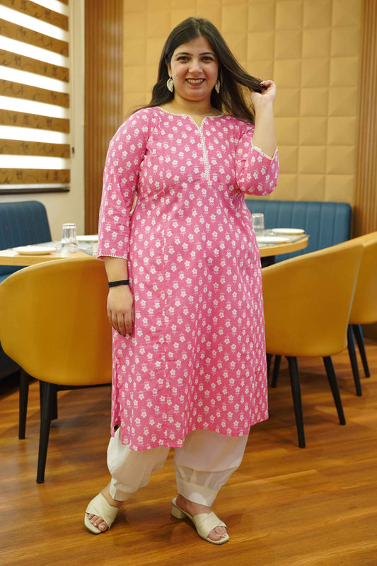 Orchid Pink Bagh Cotton Kali Kurta