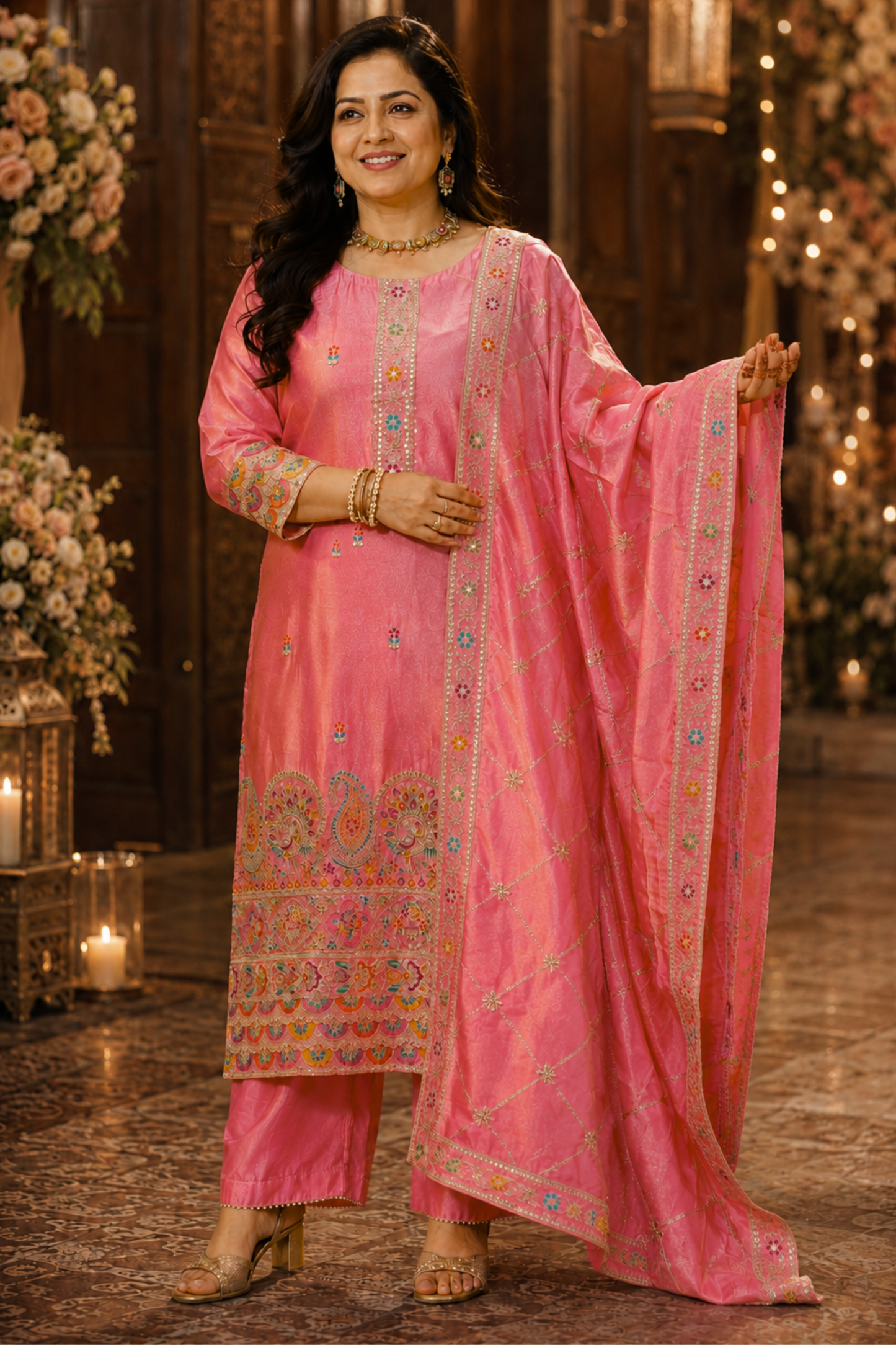 Rivya Tissue Shimmer Suit with Zari Embroidery (Copy)