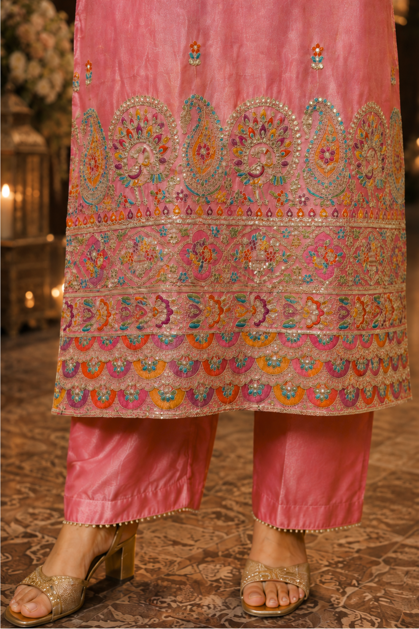 Rivya Tissue Shimmer Suit with Zari Embroidery (Copy)