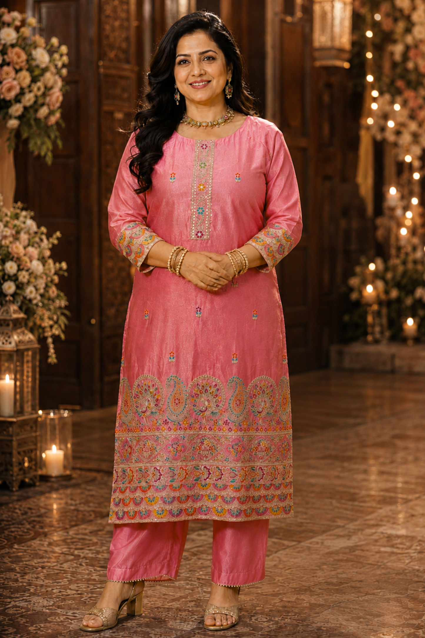 Rivya Tissue Shimmer Suit with Zari Embroidery (Copy)