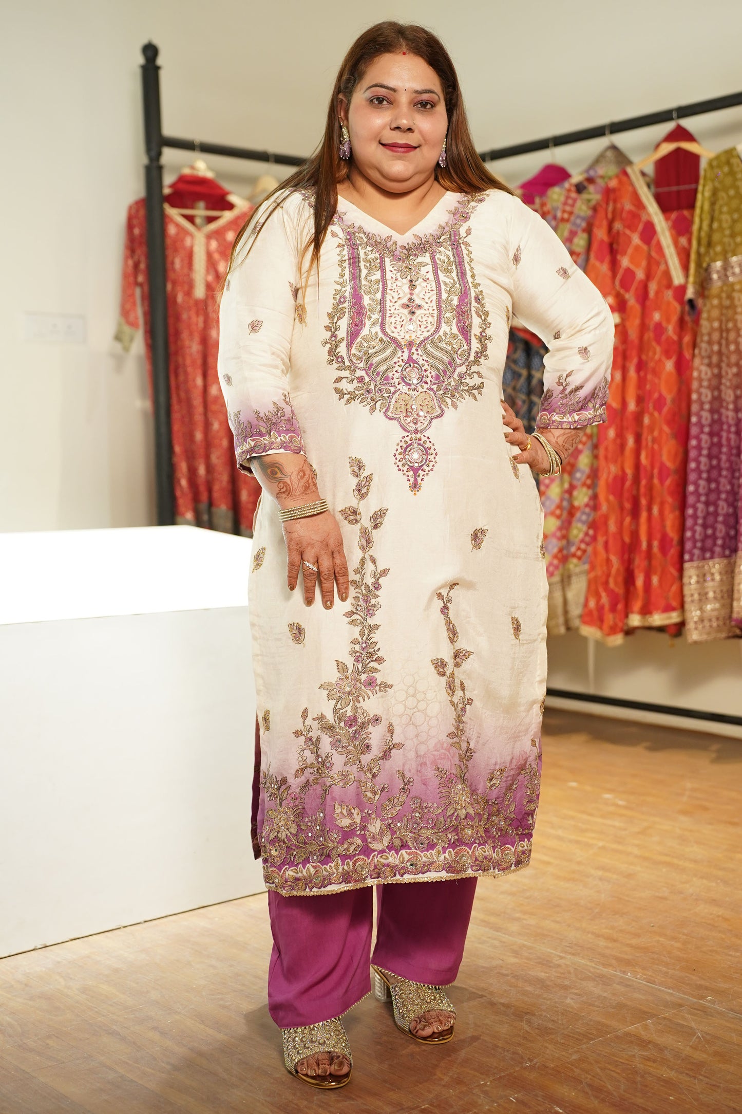 Parizah Ombré Muslin Suit with Aari Work