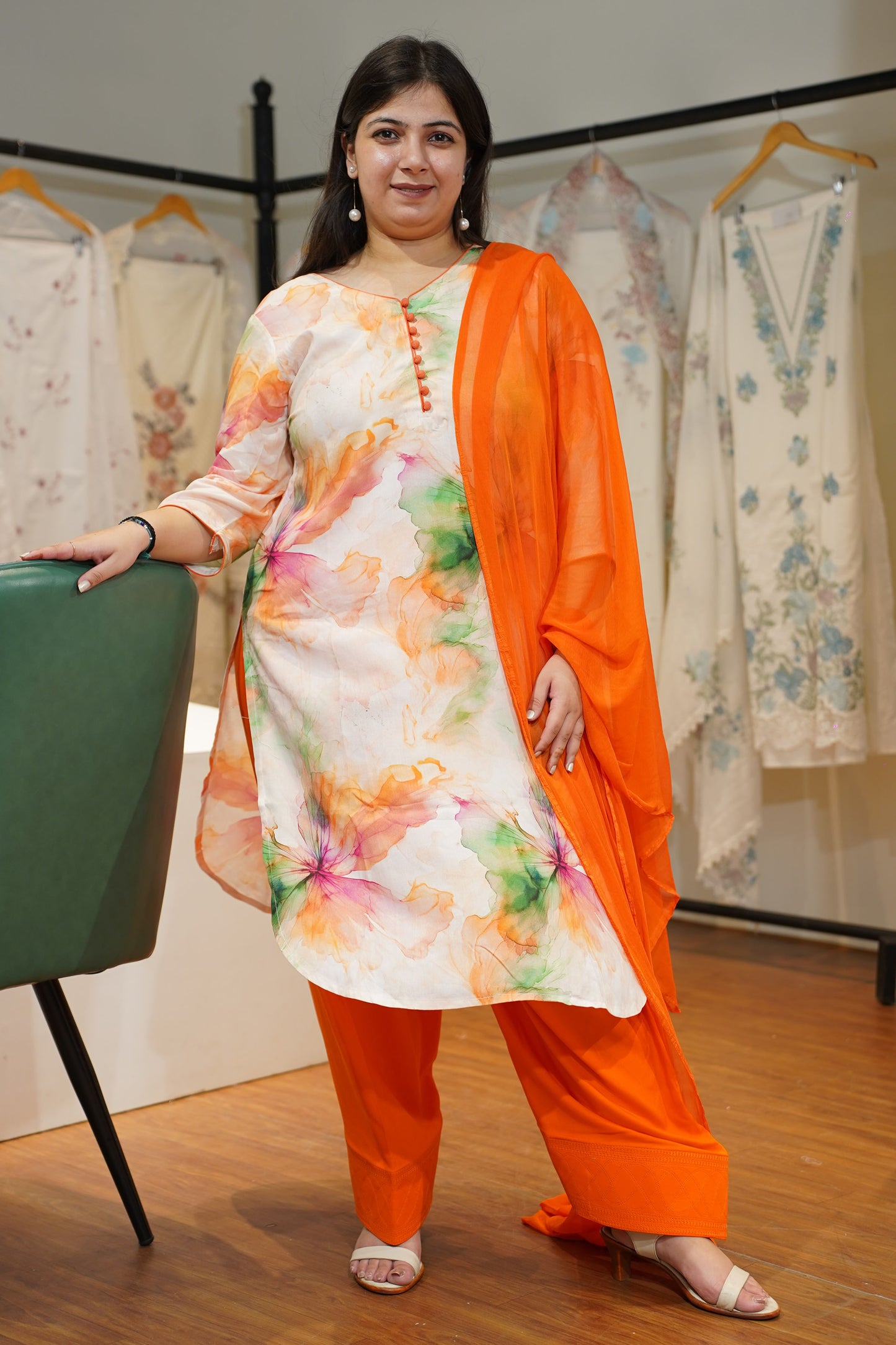 Peach Aura Farshi Salwar Suit