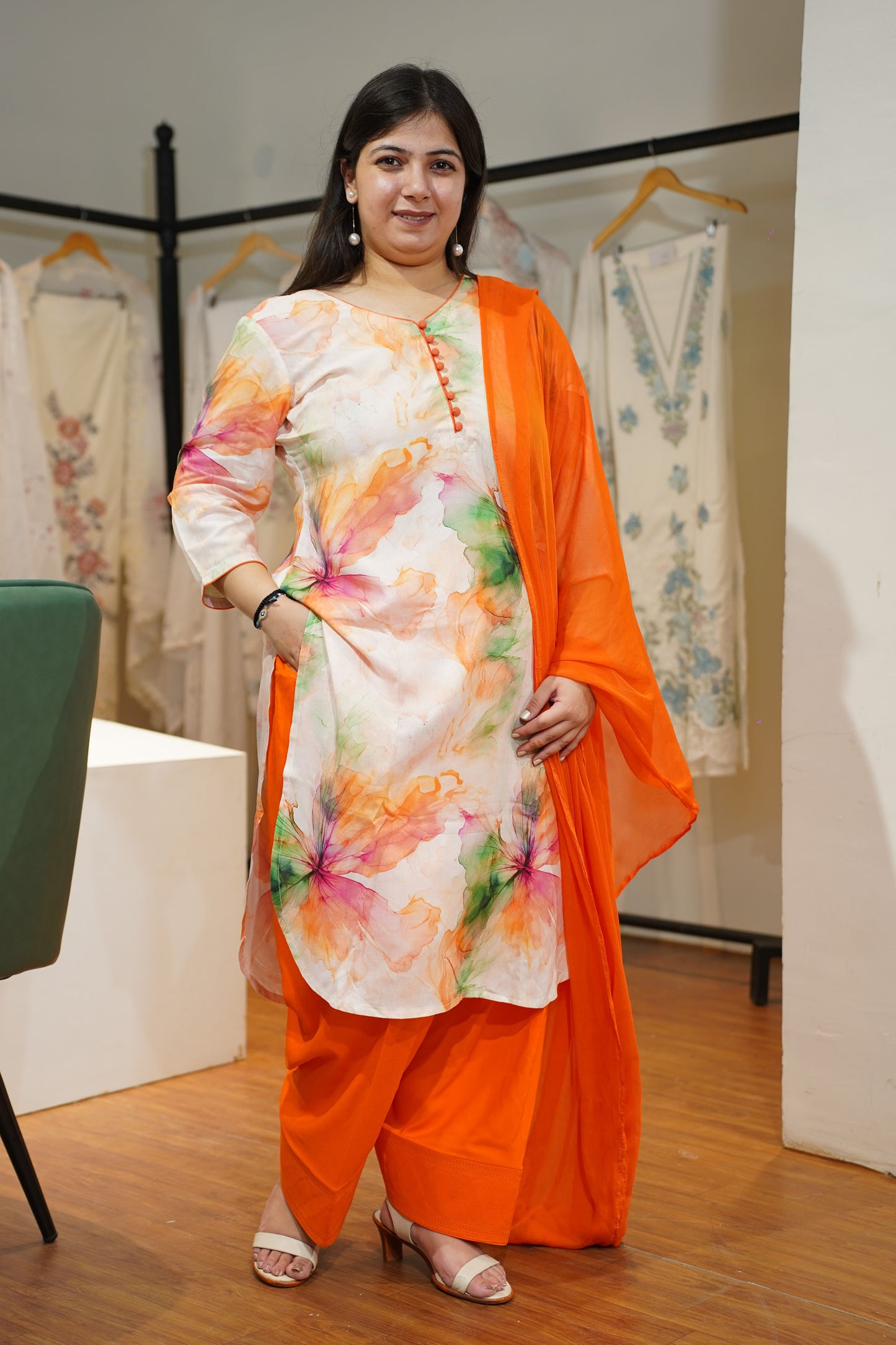 Peach Aura Farshi Salwar Suit