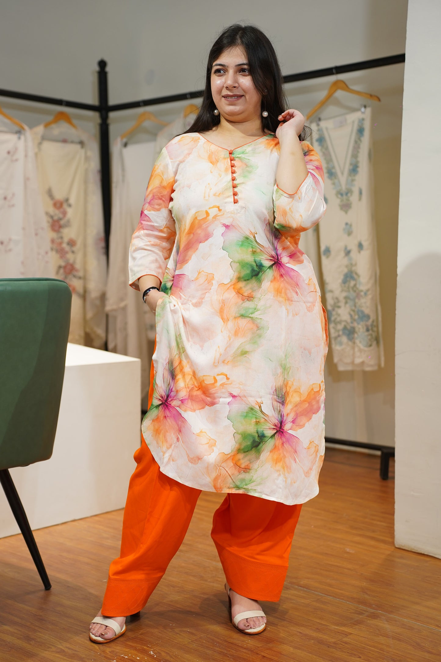 Peach Aura Farshi Salwar Suit