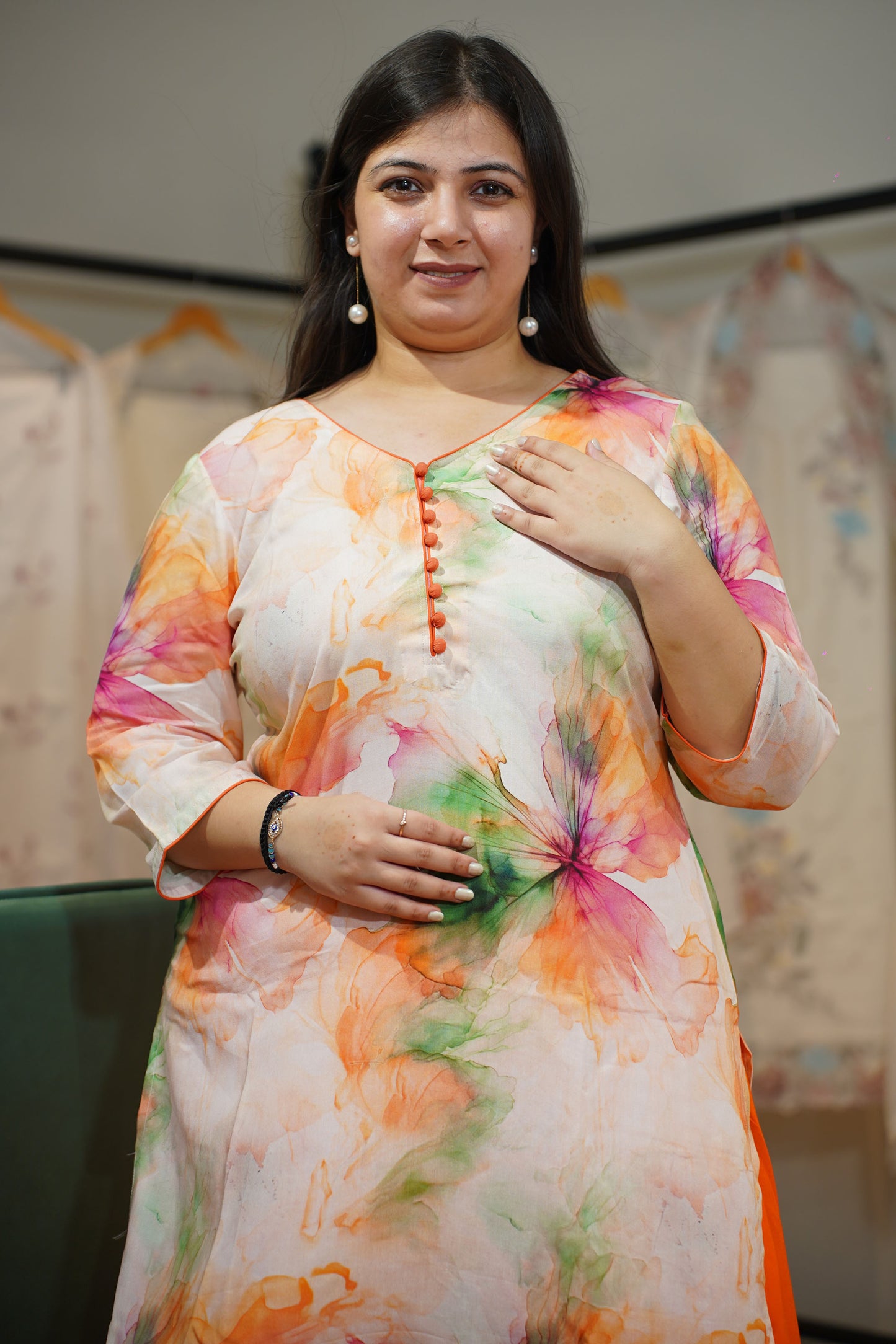 Peach Aura Farshi Salwar Suit