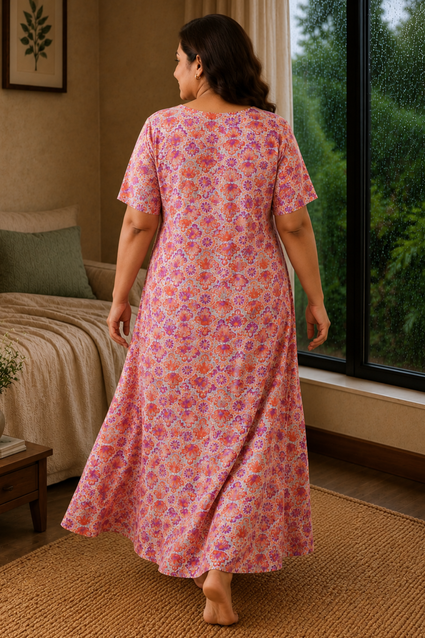 Peach Sorbet Rayon Night Gown