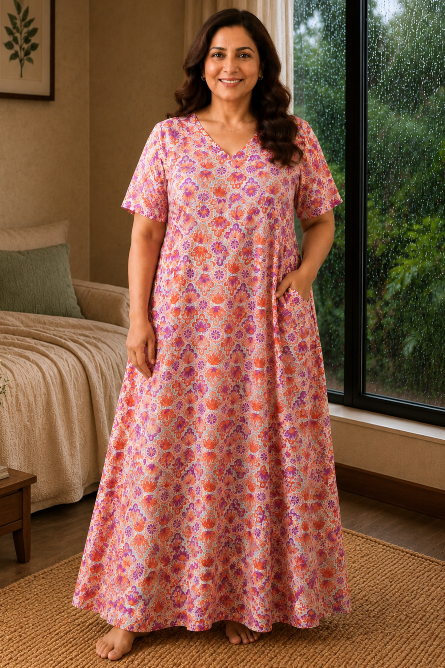 Peach Sorbet Rayon Night Gown