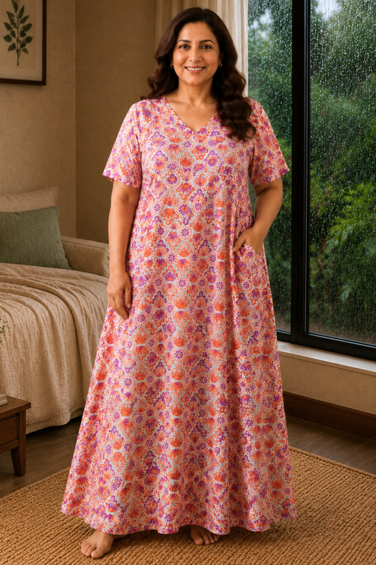 Peach Sorbet Rayon Night Gown