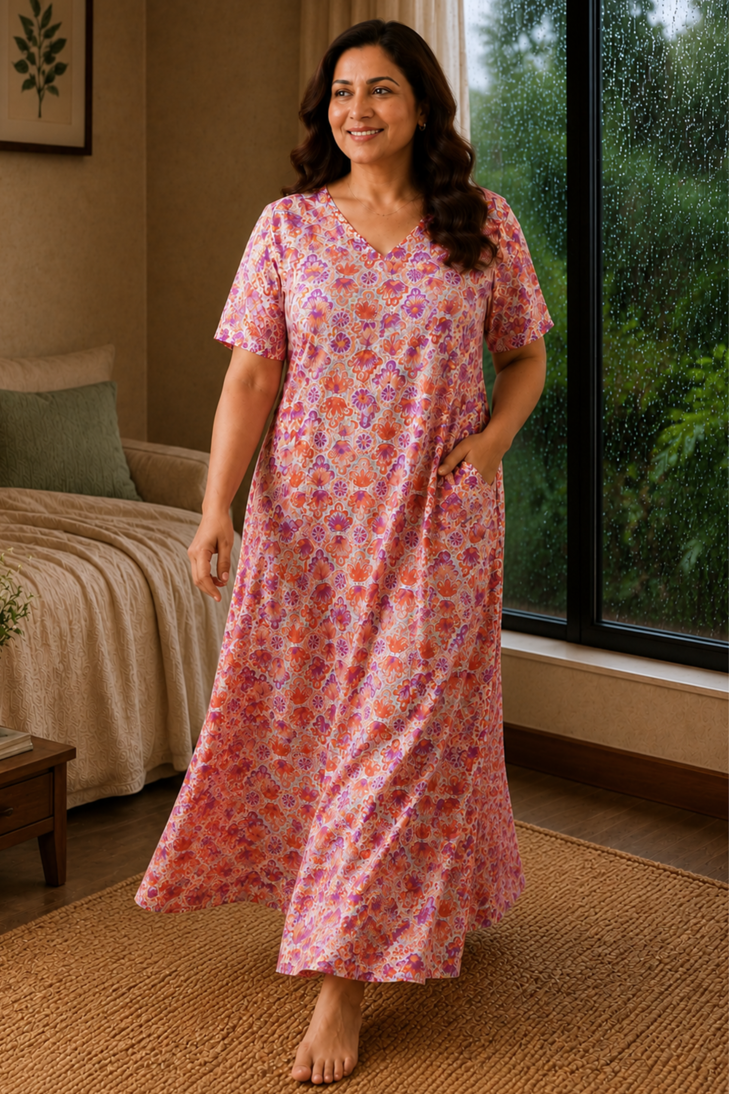 Peach Sorbet Rayon Night Gown