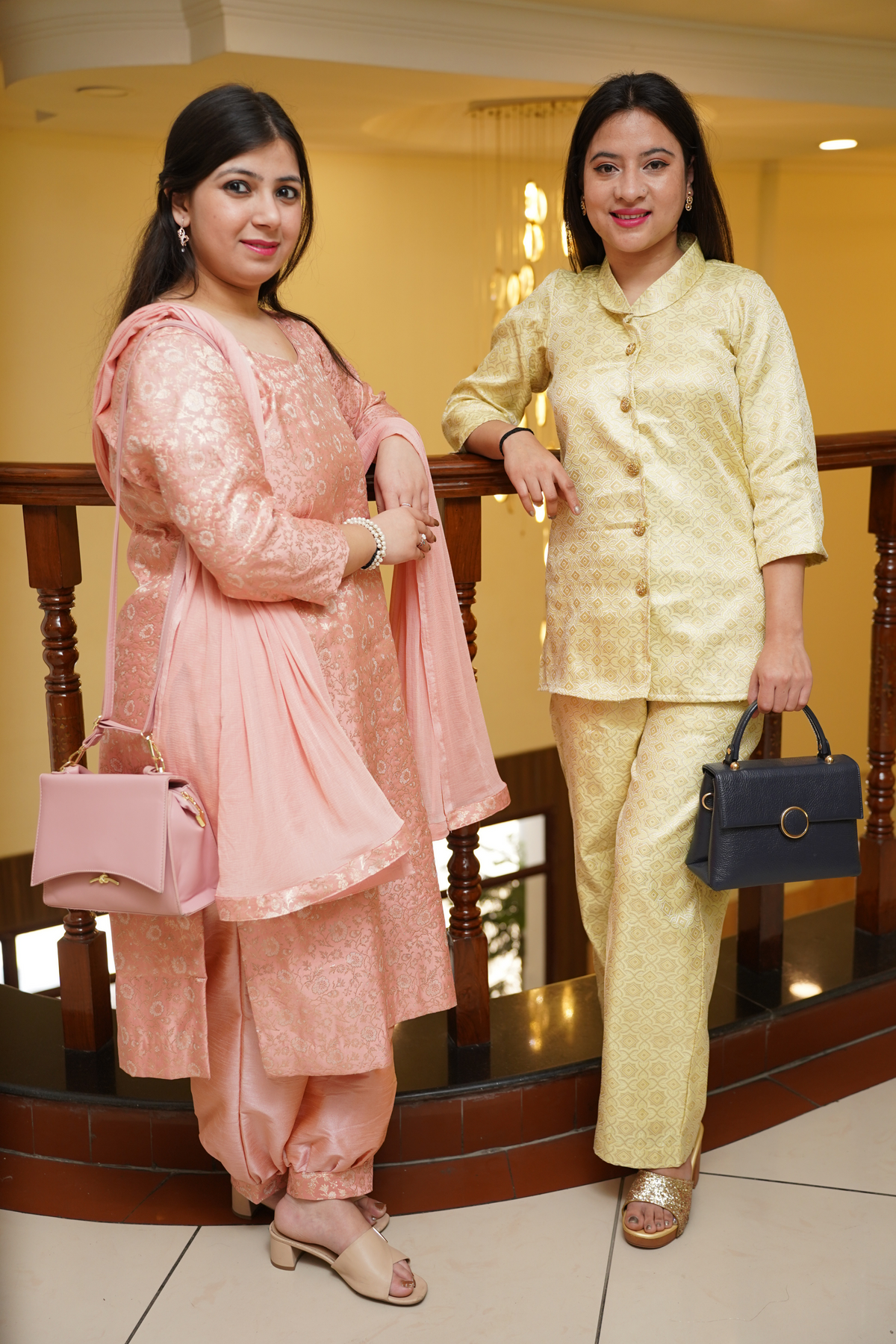 Peach Luster Brocade Afghani Set