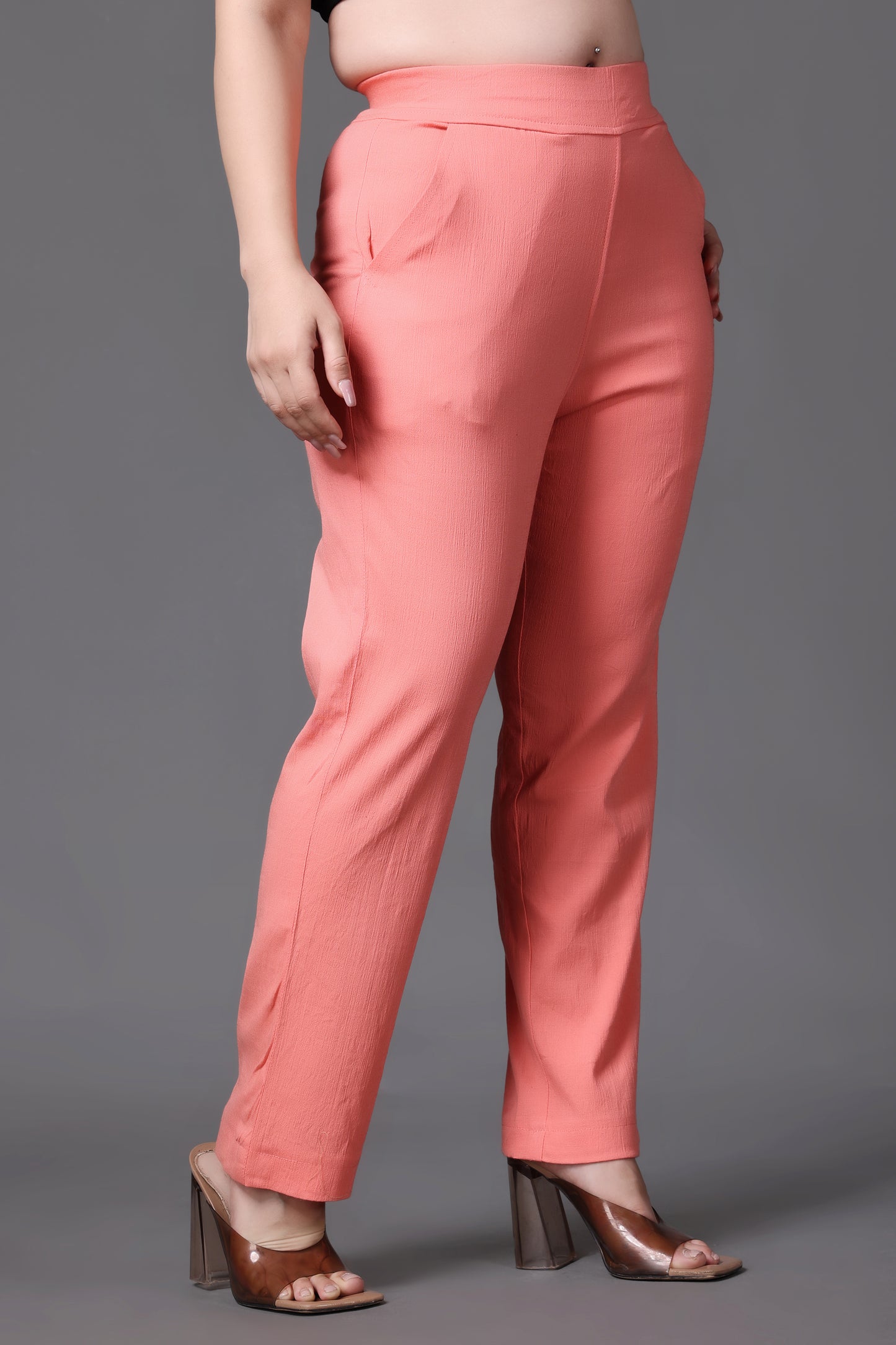 Peach Formal Lycra Pants