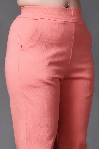 Peach Formal Lycra Pants