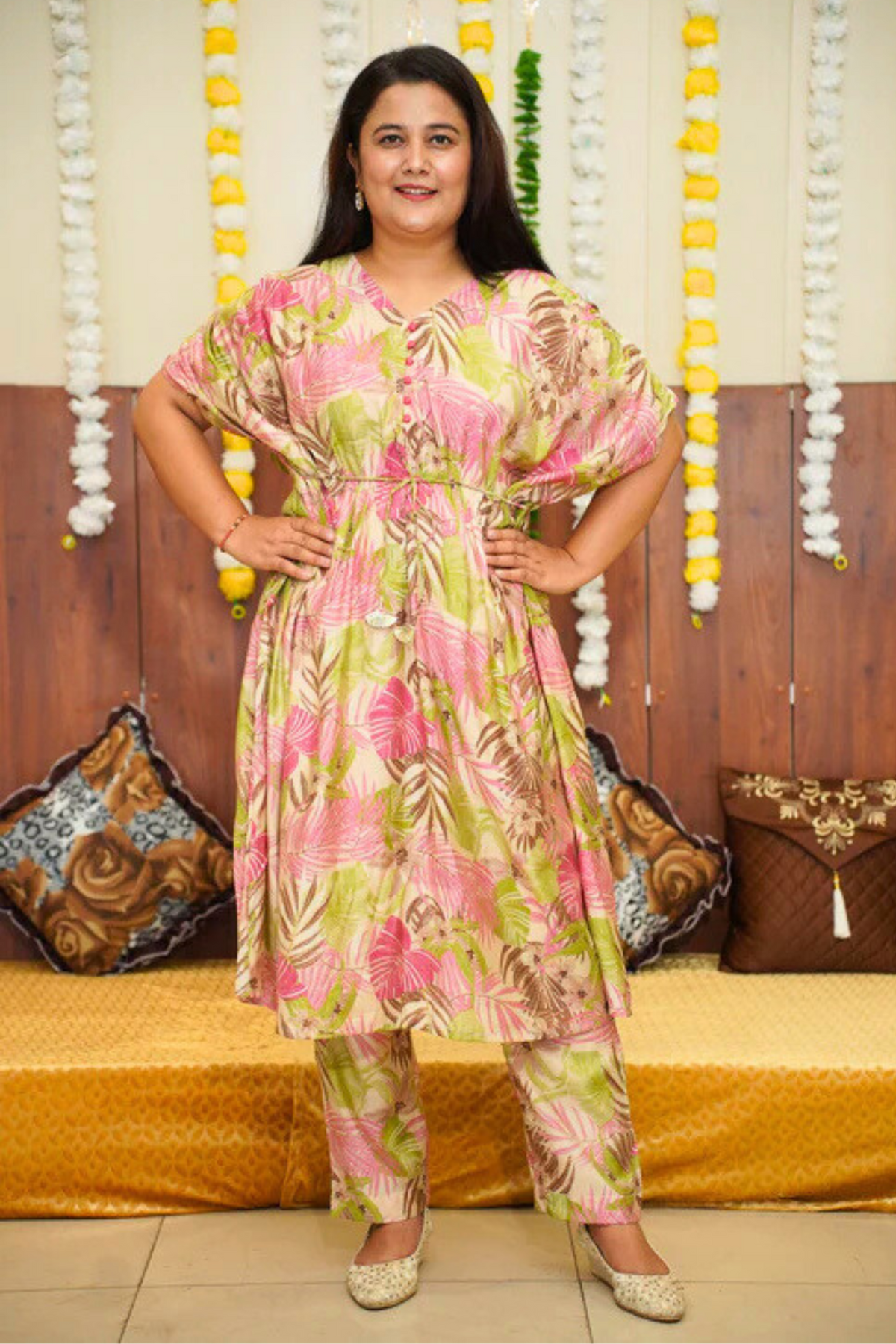 Peachy Foliage Modal Kurta Set