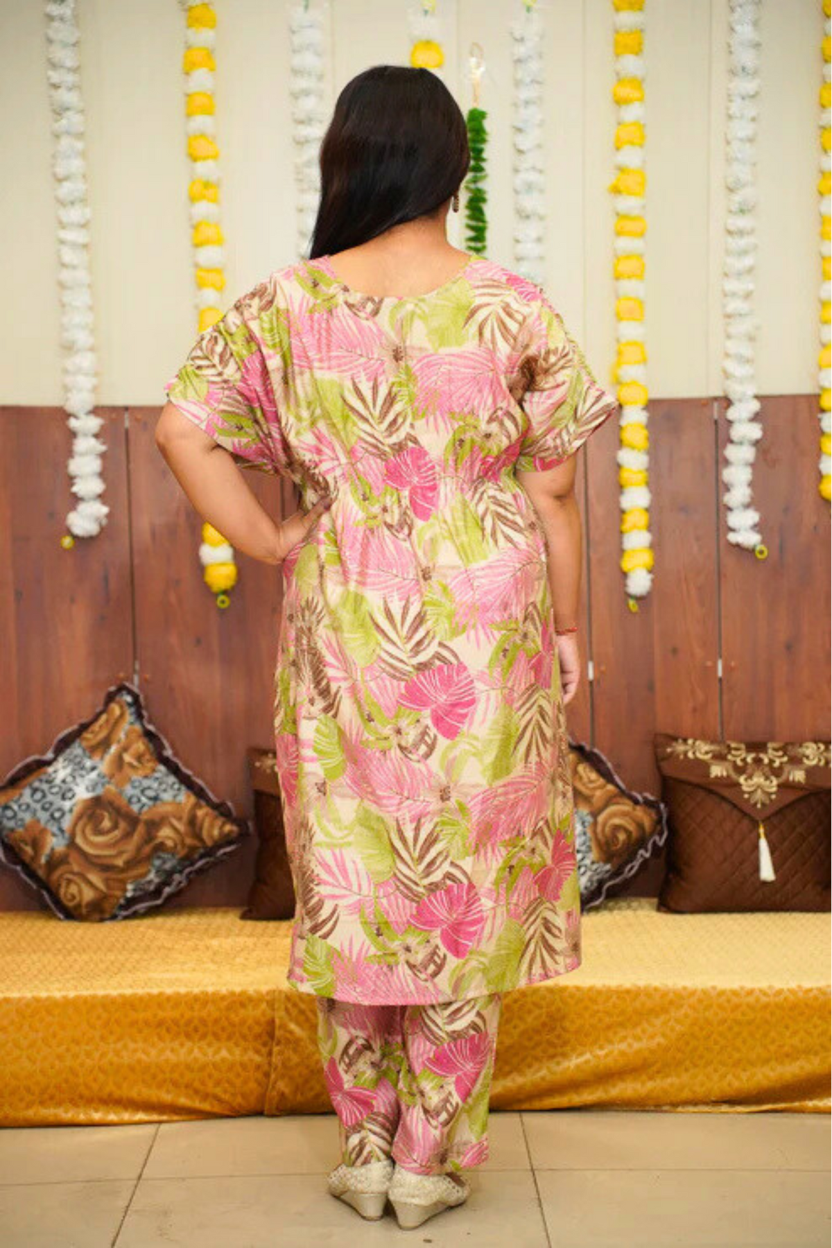 Peachy Foliage Modal Kurta Set