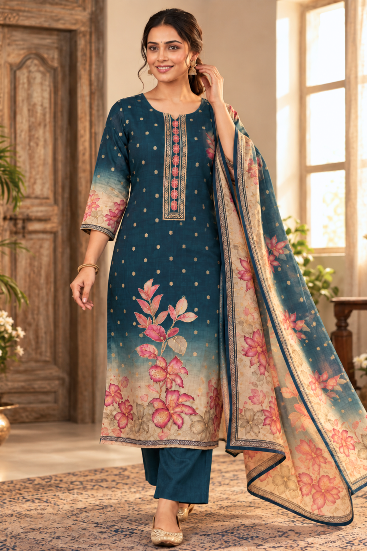 Peacock Patisa Fancy Suit With Aari Work