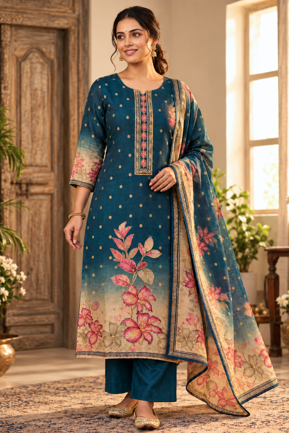 Peacock Patisa Fancy Suit With Aari Work