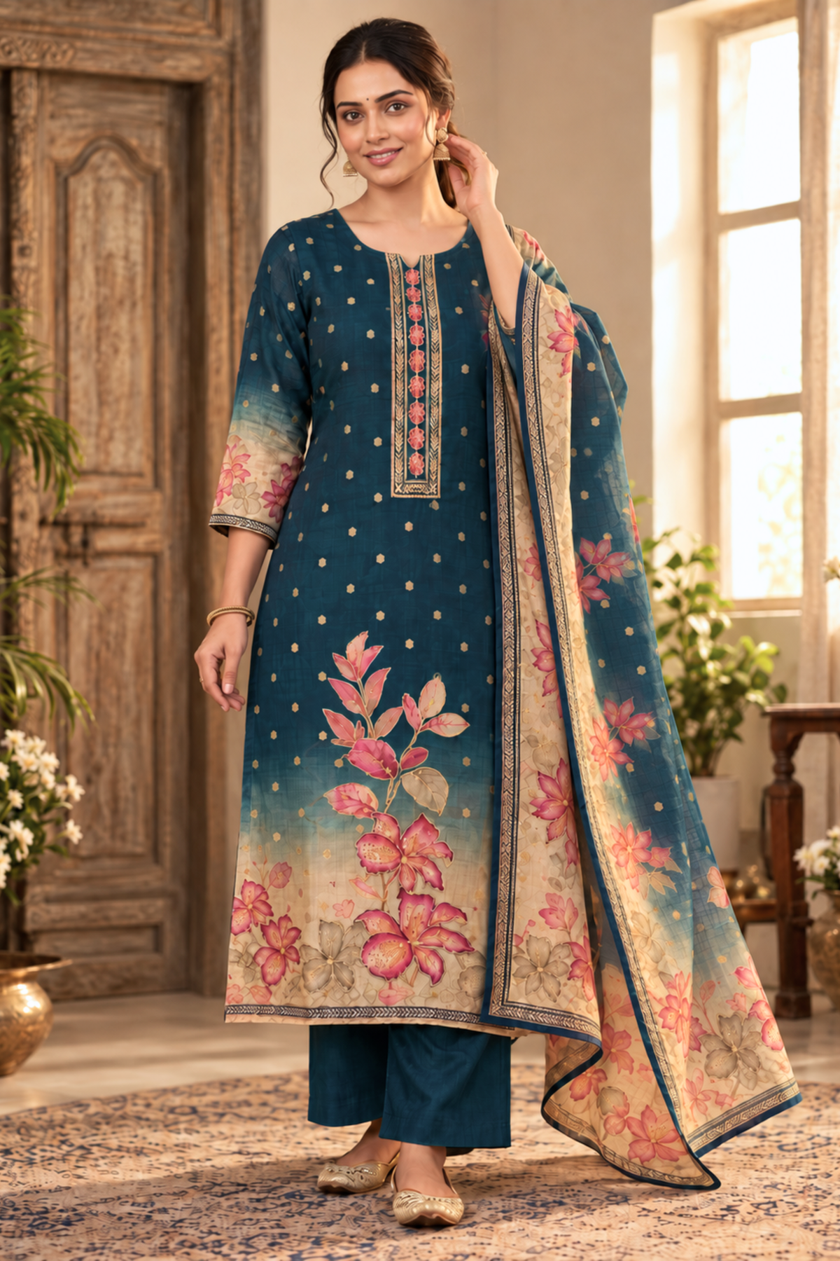 Peacock Patisa Fancy Suit With Aari Work