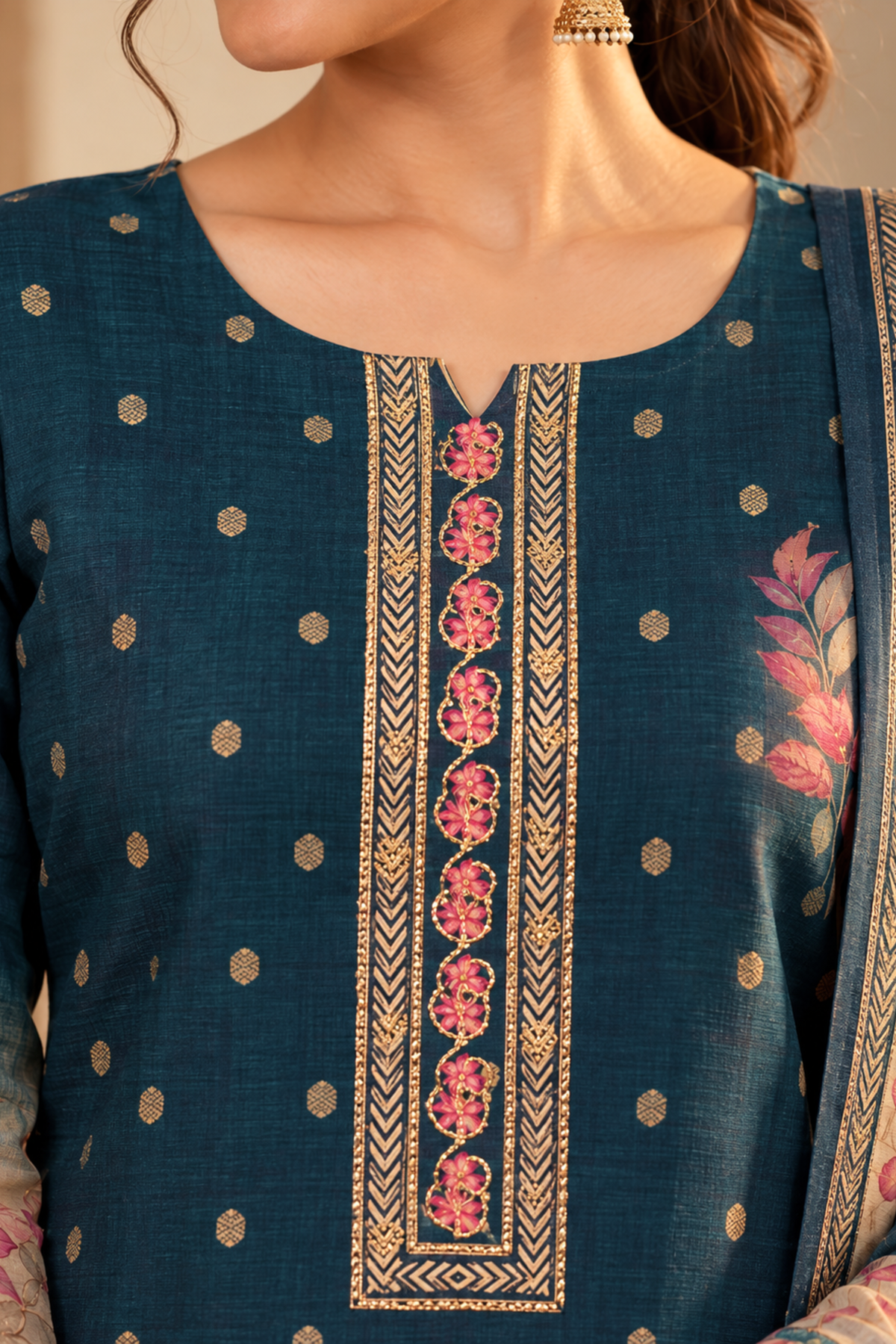Peacock Patisa Fancy Suit With Aari Work