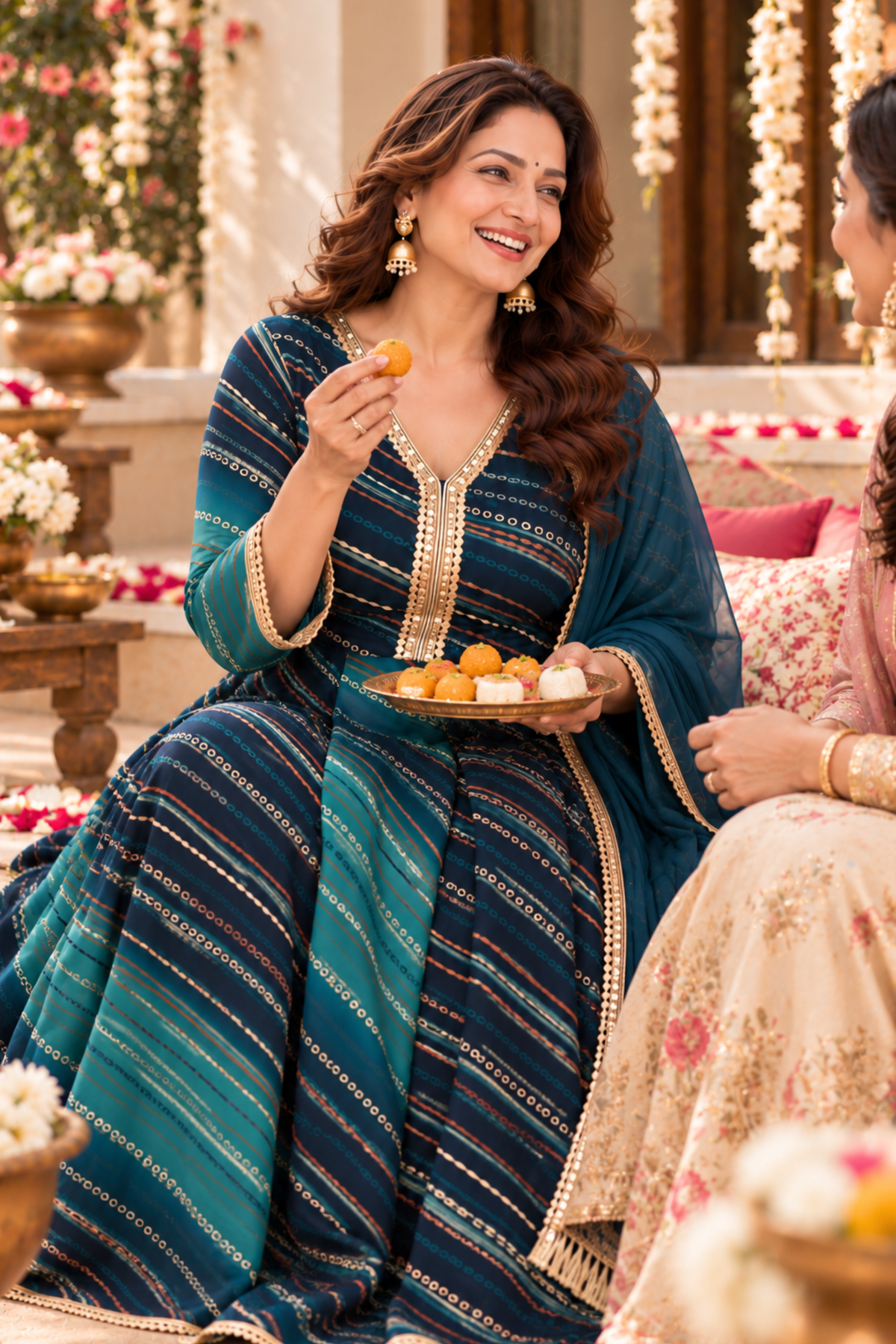 Sapphire Fiesta Foiled Anarkali Dress