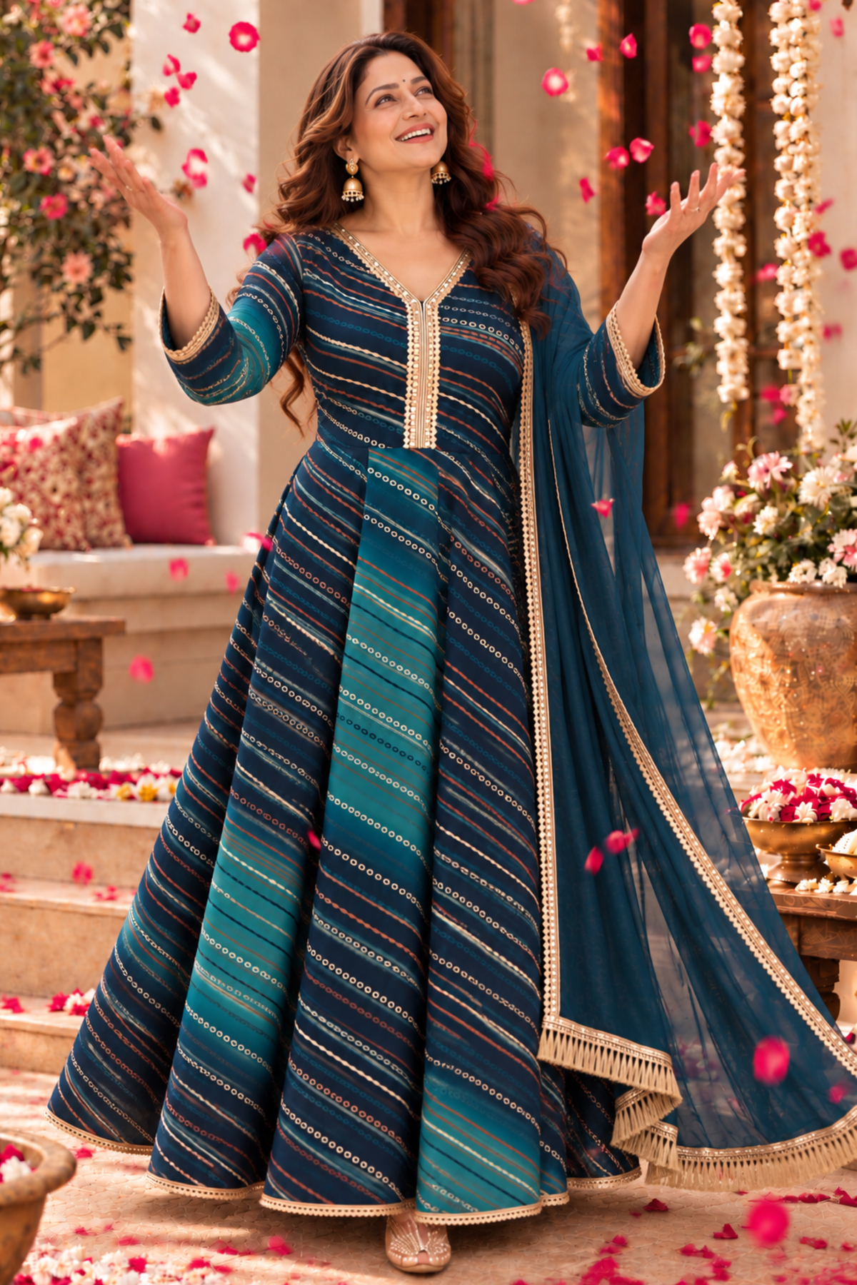 Sapphire Fiesta Foiled Anarkali Dress