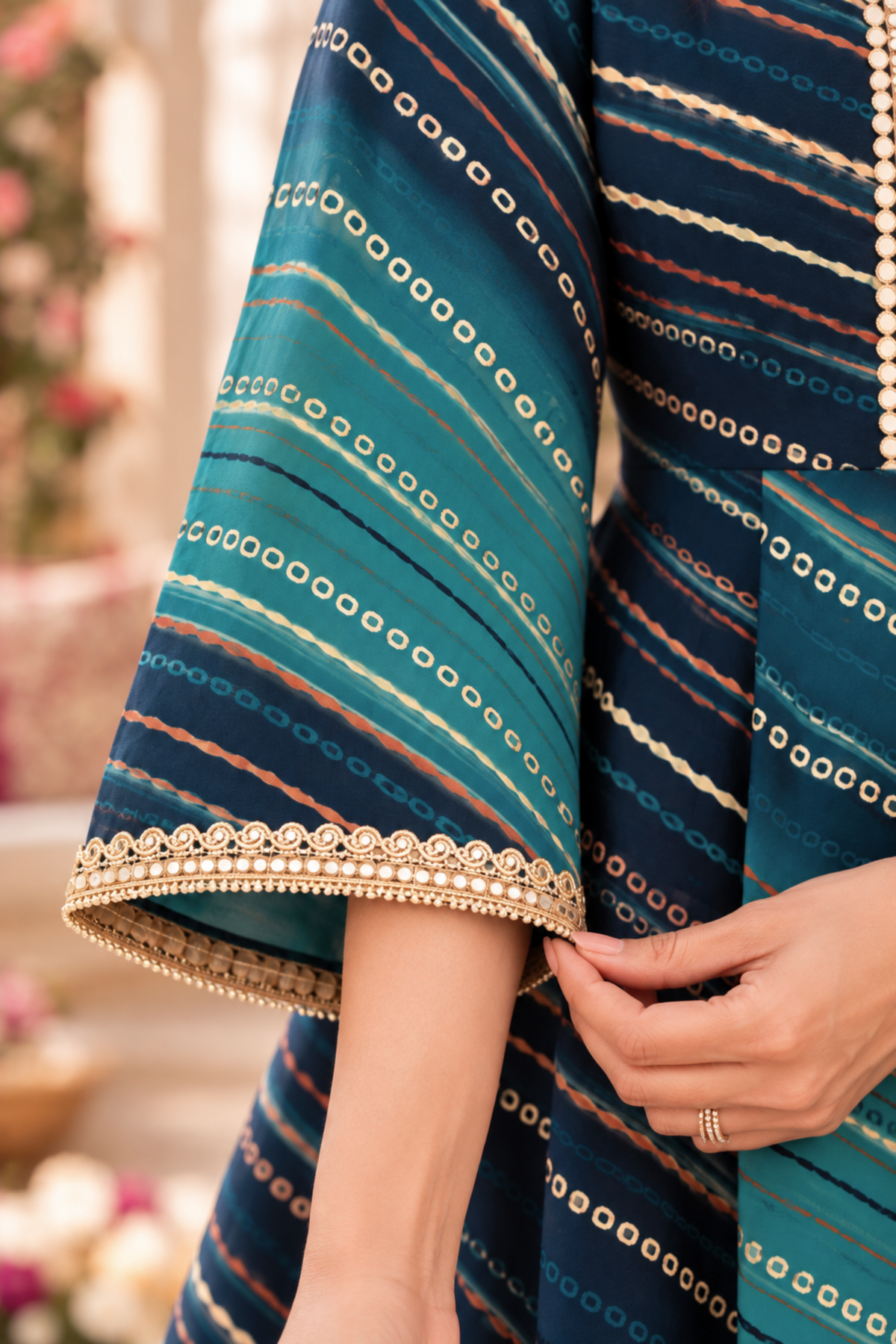 Sapphire Fiesta Foiled Anarkali Dress