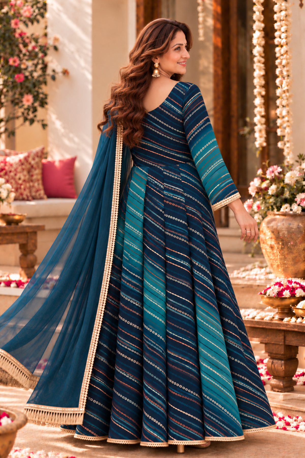 Sapphire Fiesta Foiled Anarkali Dress