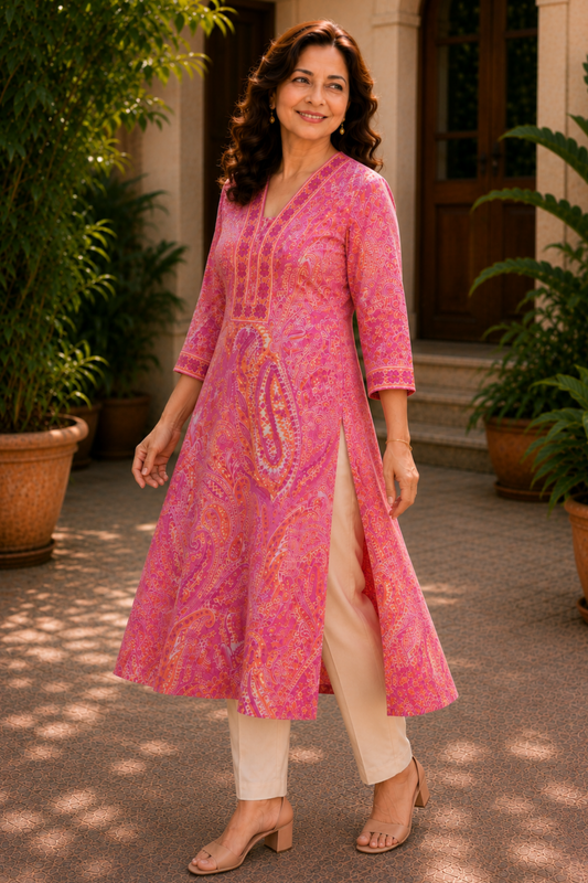 Meher Paisley A-line Cotton Kali Kurta