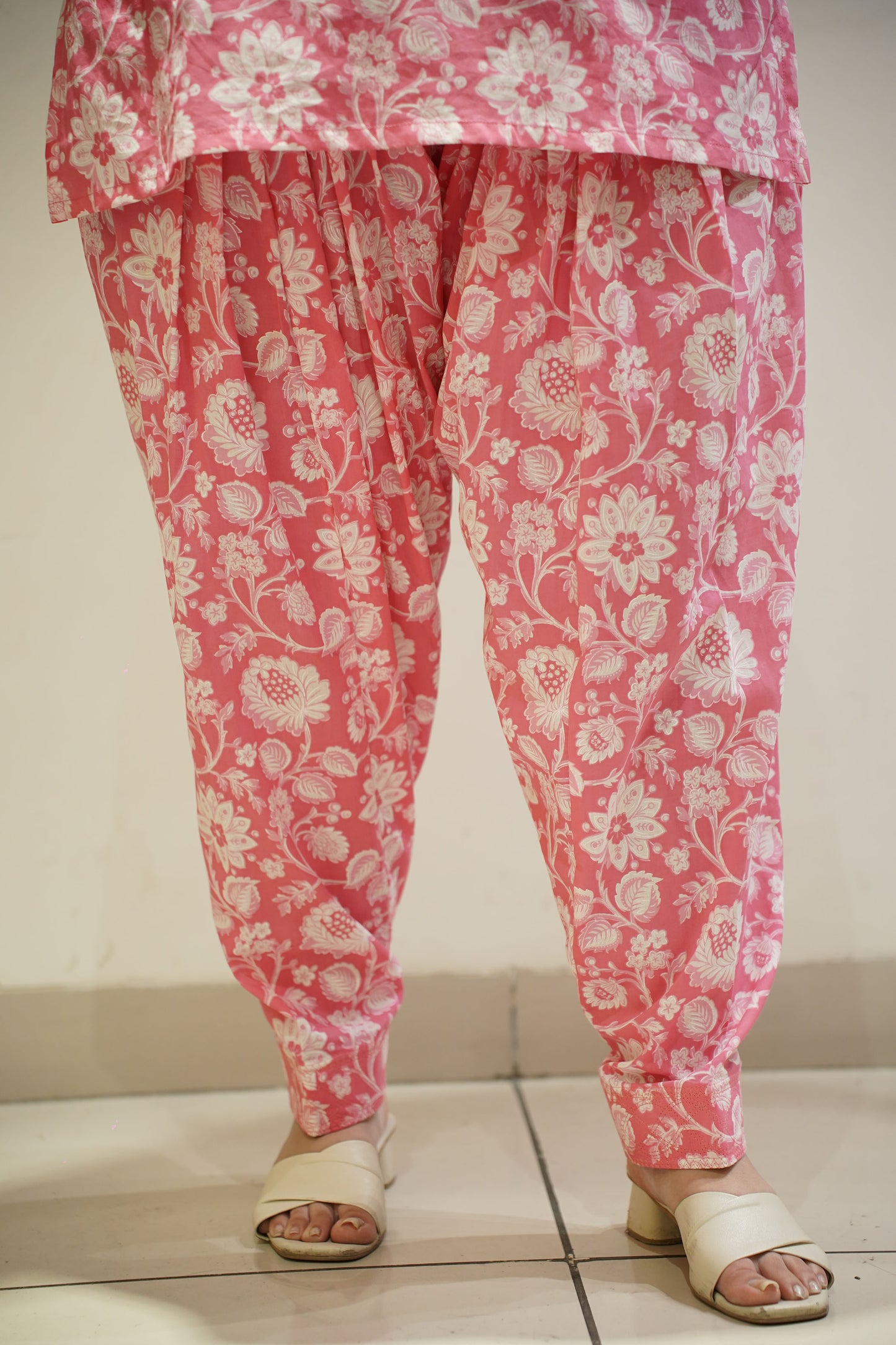 Pink Block Printed Cotton Salwar