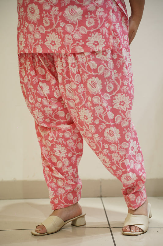Pink Block Printed Cotton Salwar