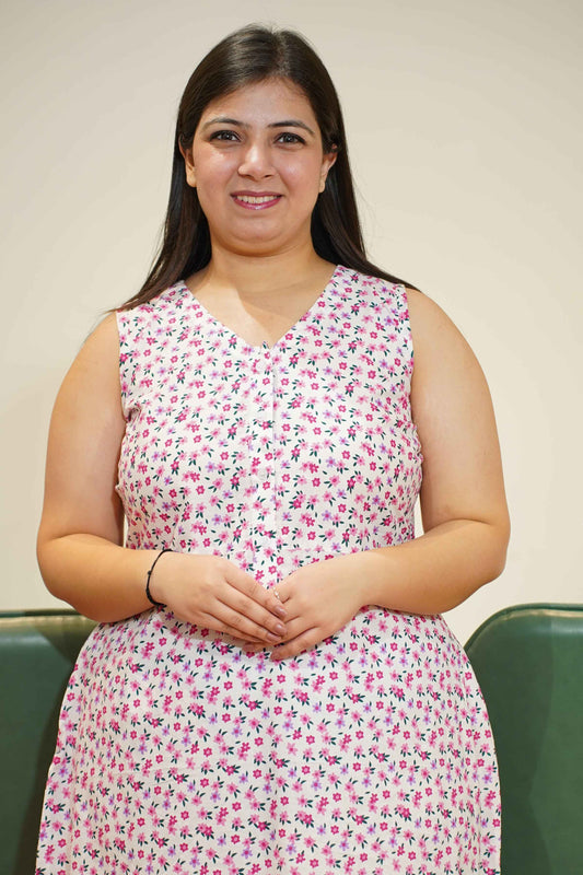 Pink Bloomy Cotton Night Gown