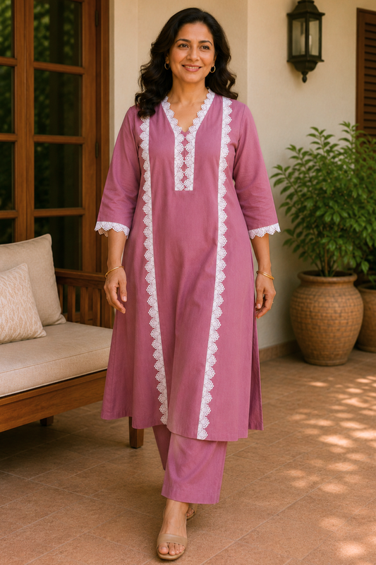 Pinkwood A-line Cotton Kurta With Pants
