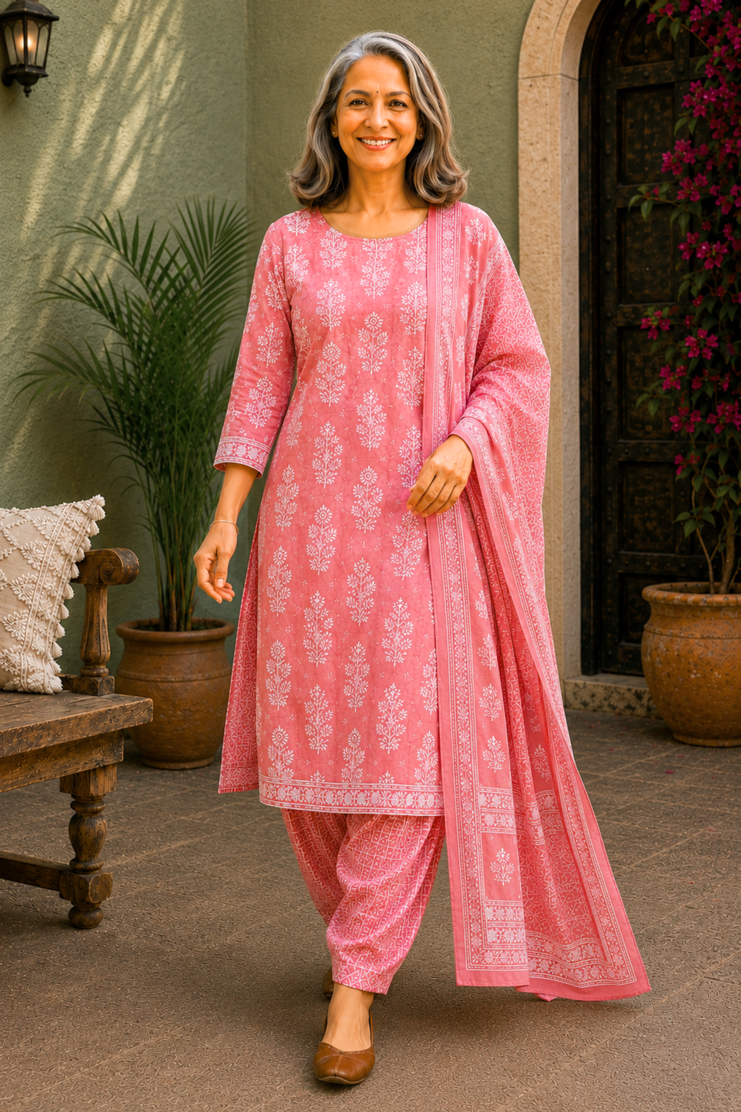 Pink Afterglow Cotton Salwar Suit