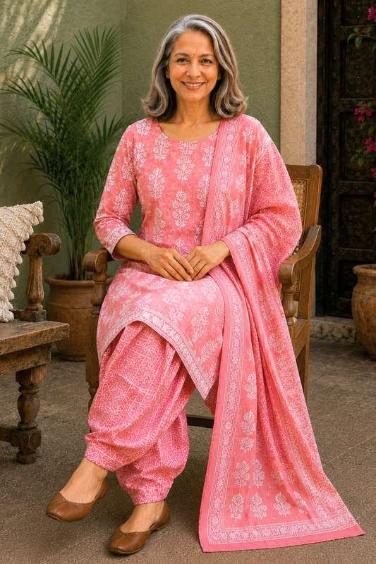 Pink Afterglow Cotton Salwar Suit