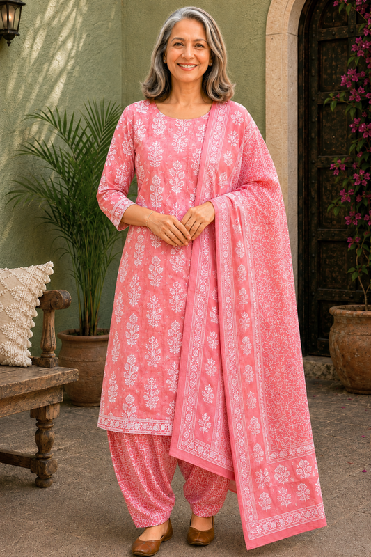 Pink Afterglow Cotton Salwar Suit