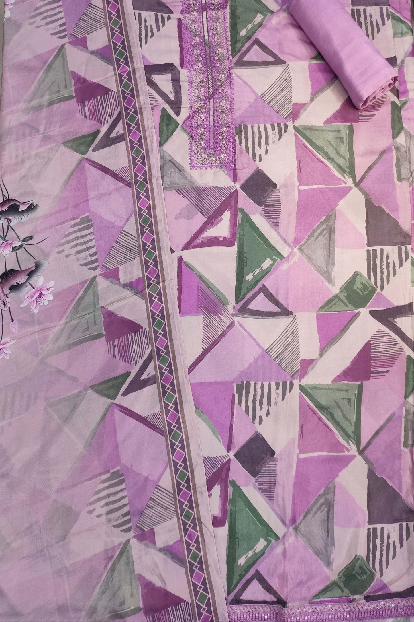 Mauve Zari Work Dress Material (Copy)